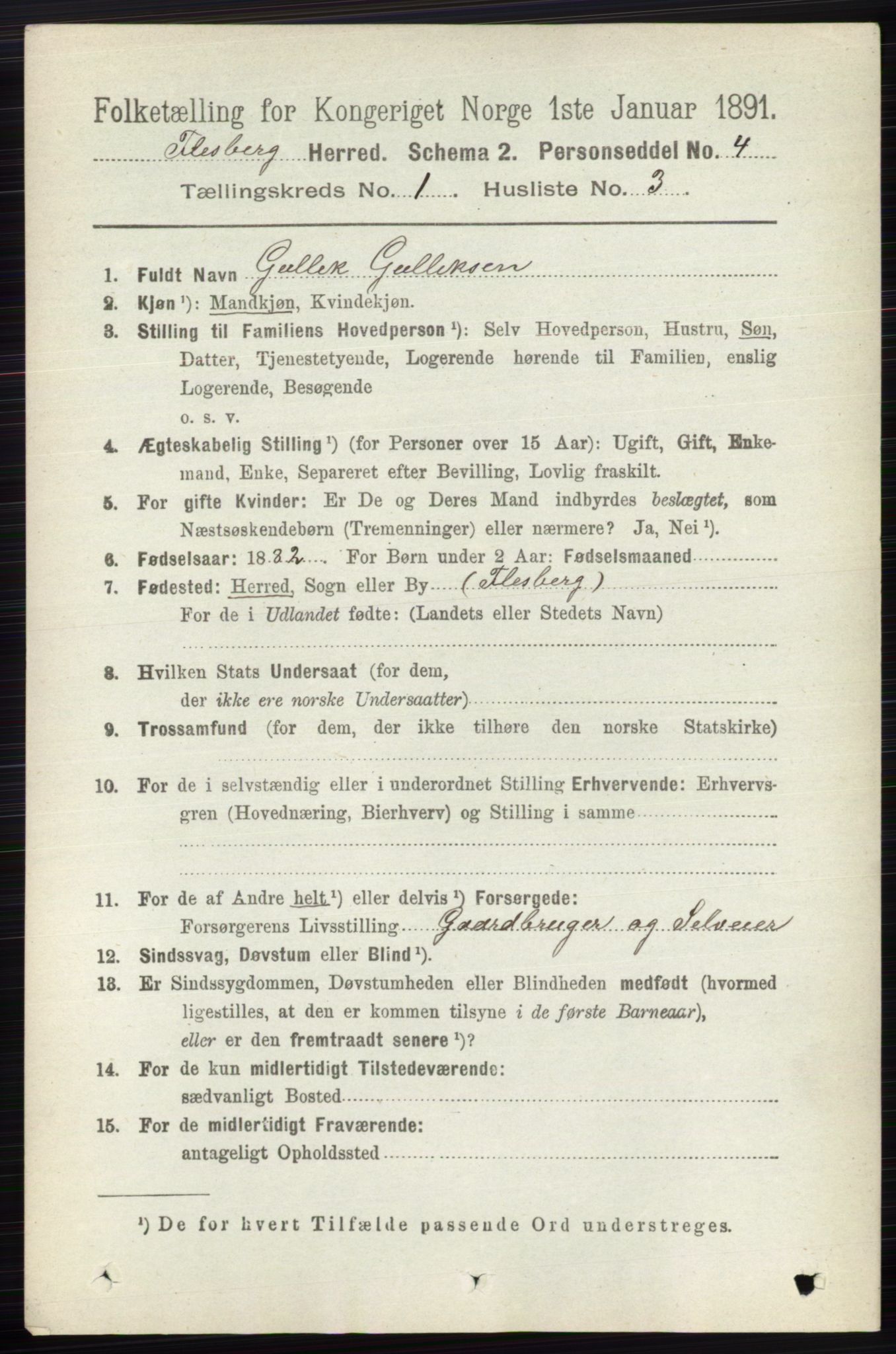 RA, 1891 census for 0631 Flesberg, 1891, p. 87