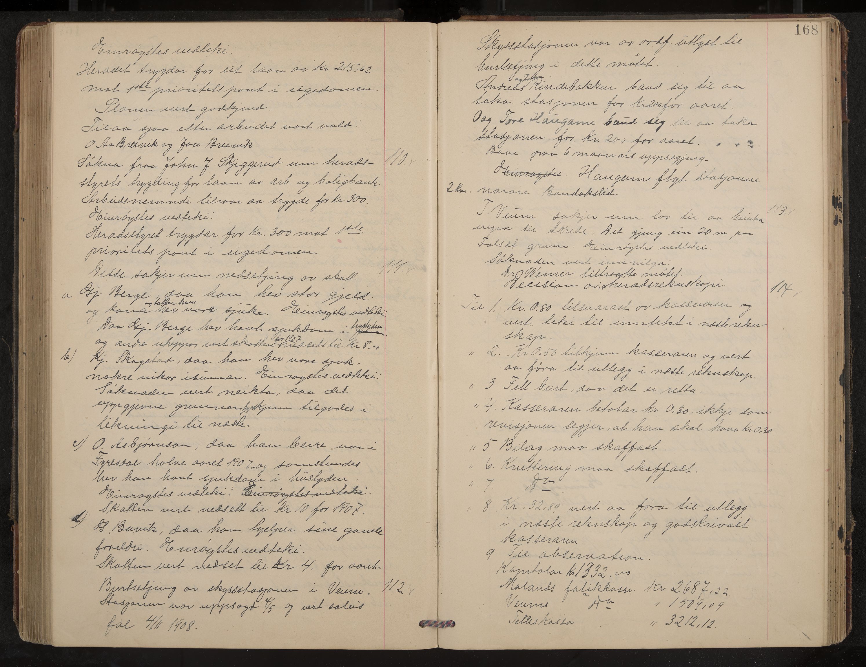 Fyresdal formannskap og sentraladministrasjon, IKAK/0831021-1/Aa/L0004: Møtebok, 1903-1911, p. 168