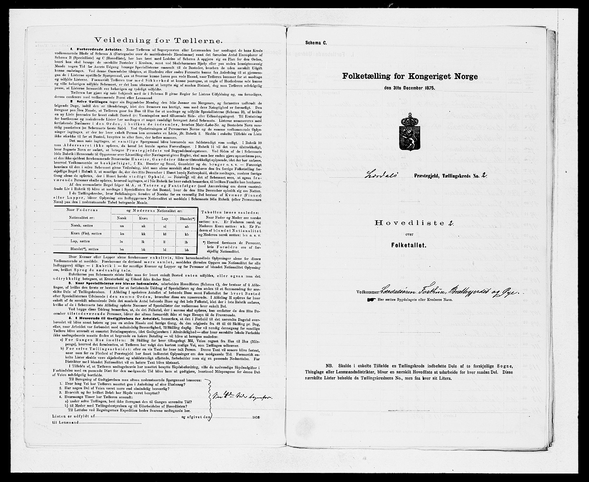 SAB, 1875 census for 1422P Lærdal, 1875, p. 6