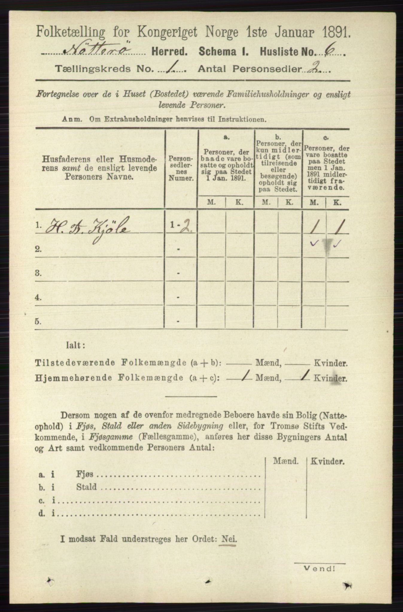 RA, 1891 census for 0722 Nøtterøy, 1891, p. 39