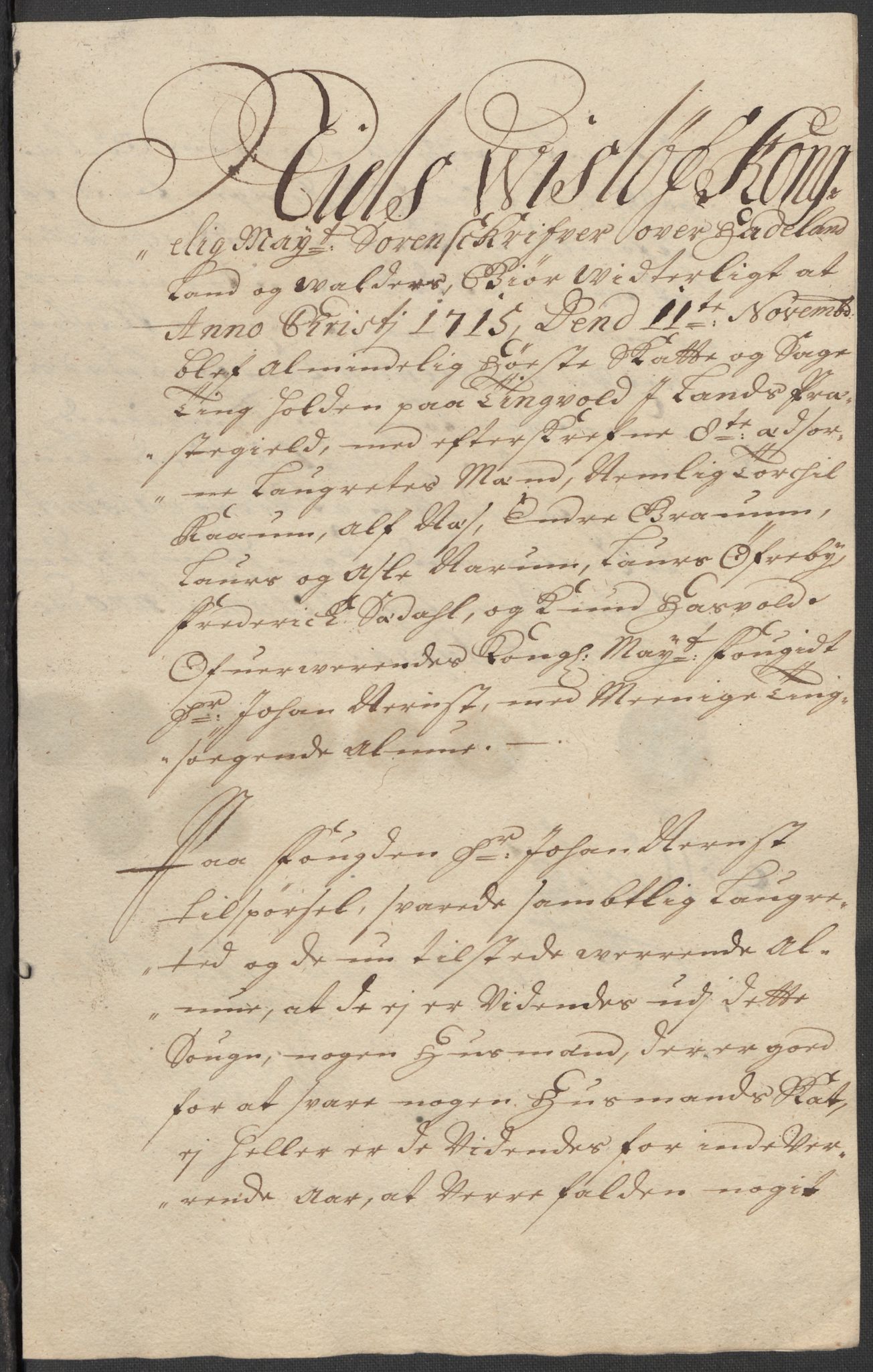 Rentekammeret inntil 1814, Reviderte regnskaper, Fogderegnskap, AV/RA-EA-4092/R18/L1314: Fogderegnskap Hadeland, Toten og Valdres, 1715, p. 255