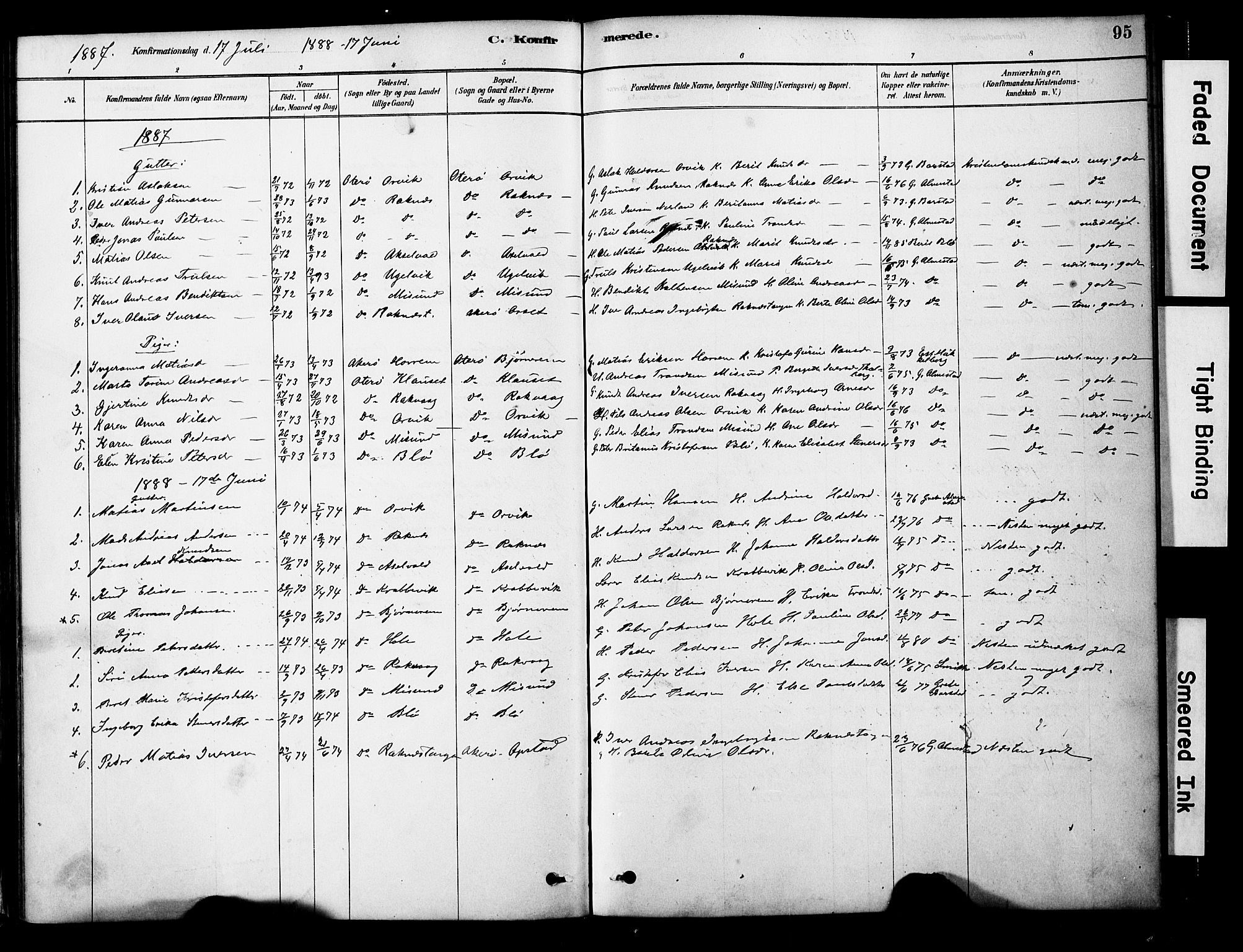 Ministerialprotokoller, klokkerbøker og fødselsregistre - Møre og Romsdal, AV/SAT-A-1454/563/L0736: Parish register (official) no. 563A01, 1878-1903, p. 95