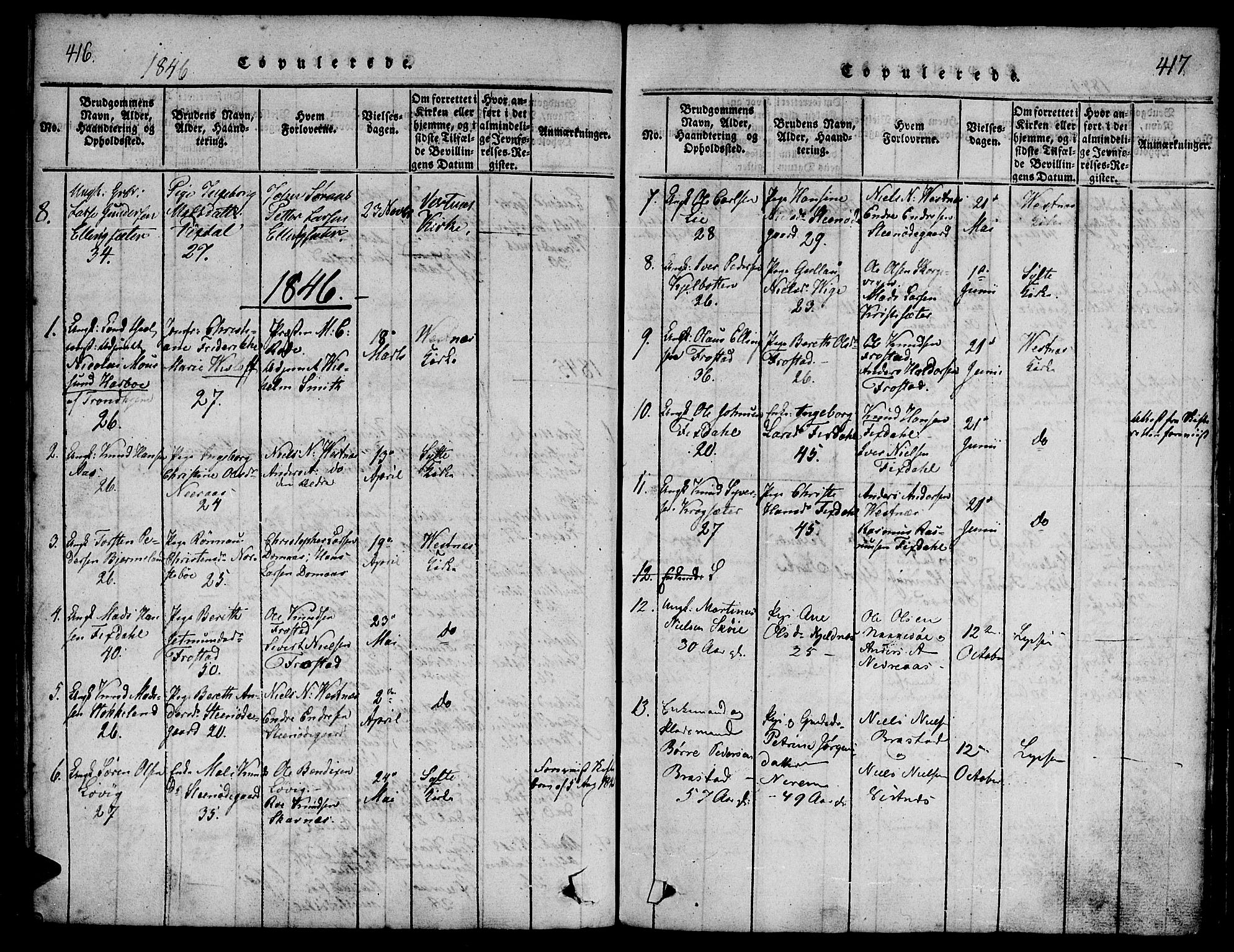 Ministerialprotokoller, klokkerbøker og fødselsregistre - Møre og Romsdal, SAT/A-1454/539/L0528: Parish register (official) no. 539A01, 1818-1847, p. 416-417