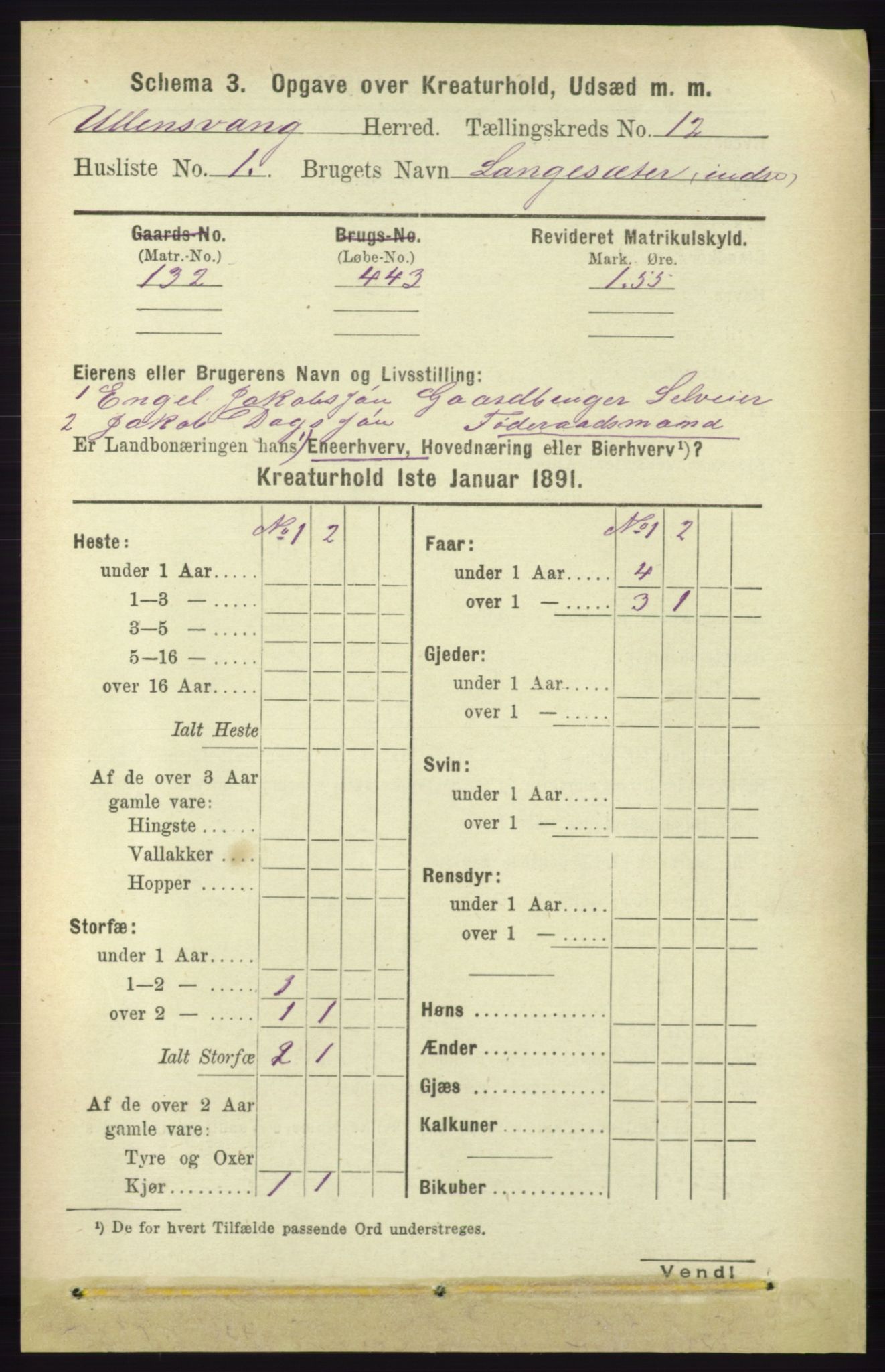 RA, 1891 census for 1230 Ullensvang, 1891, p. 8022