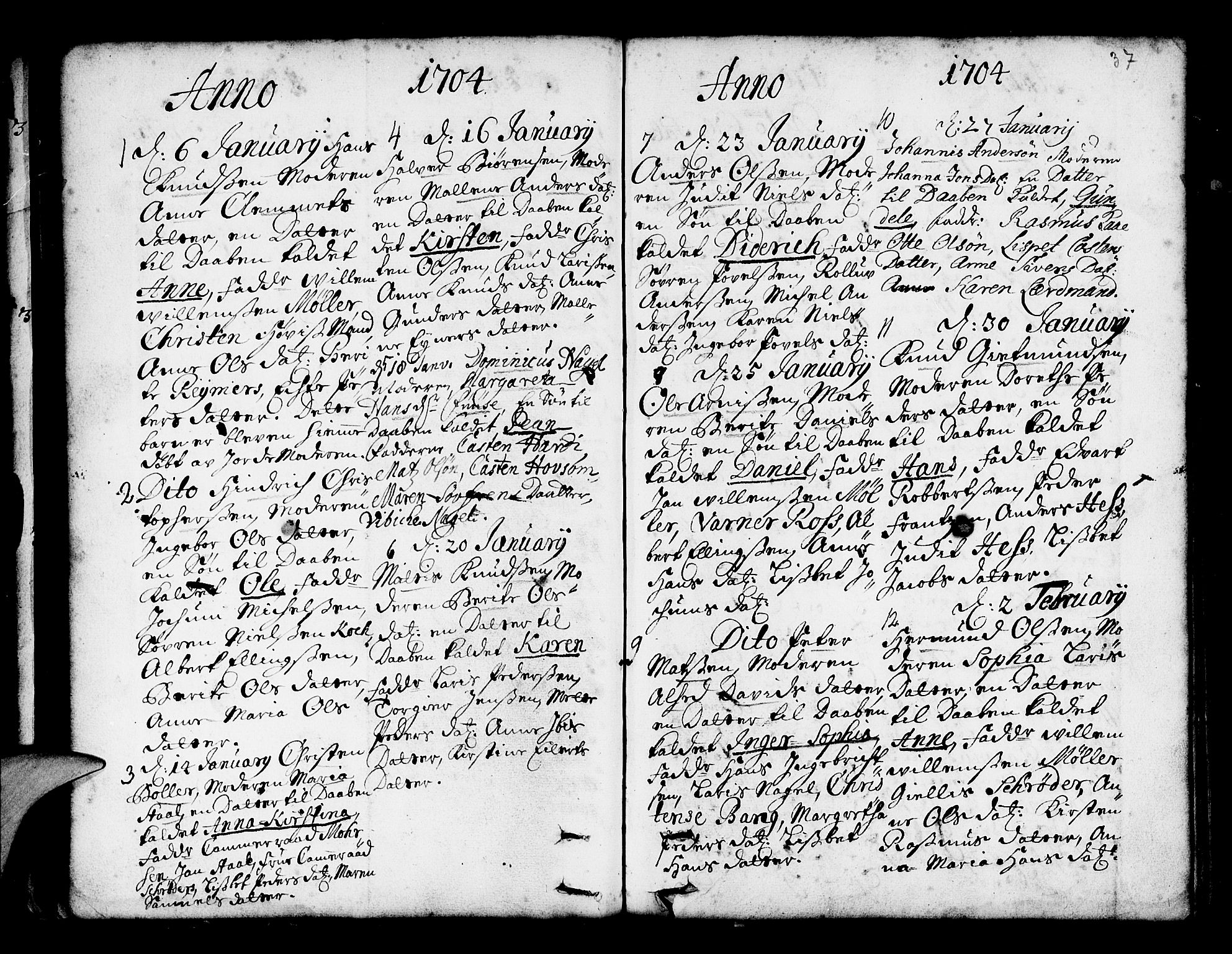 Nykirken Sokneprestembete, AV/SAB-A-77101/H/Haa/L0002: Parish register (official) no. A 2, 1700-1723, p. 37