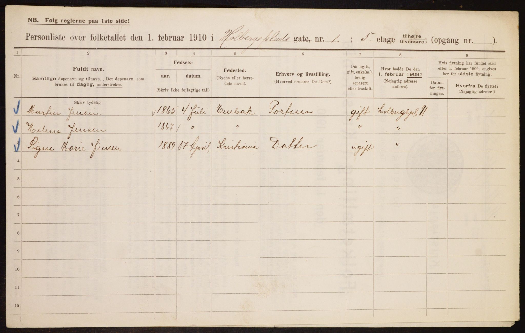 OBA, Municipal Census 1910 for Kristiania, 1910, p. 39780