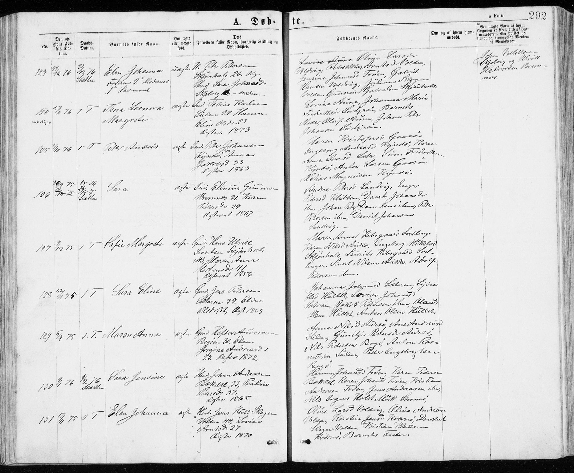 Ministerialprotokoller, klokkerbøker og fødselsregistre - Sør-Trøndelag, SAT/A-1456/640/L0576: Parish register (official) no. 640A01, 1846-1876, p. 292