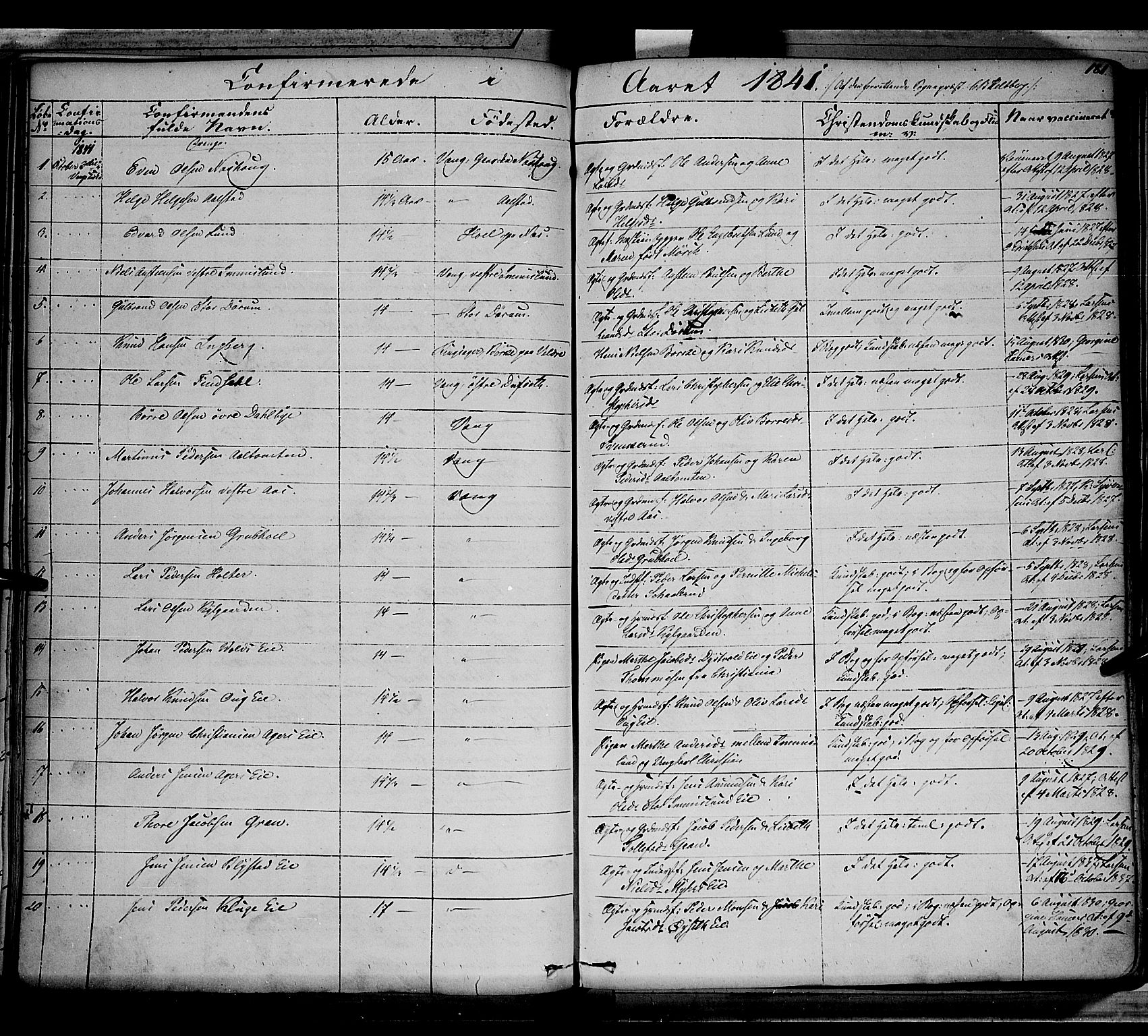 Vang prestekontor, Hedmark, SAH/PREST-008/H/Ha/Haa/L0010: Parish register (official) no. 10, 1841-1855, p. 181