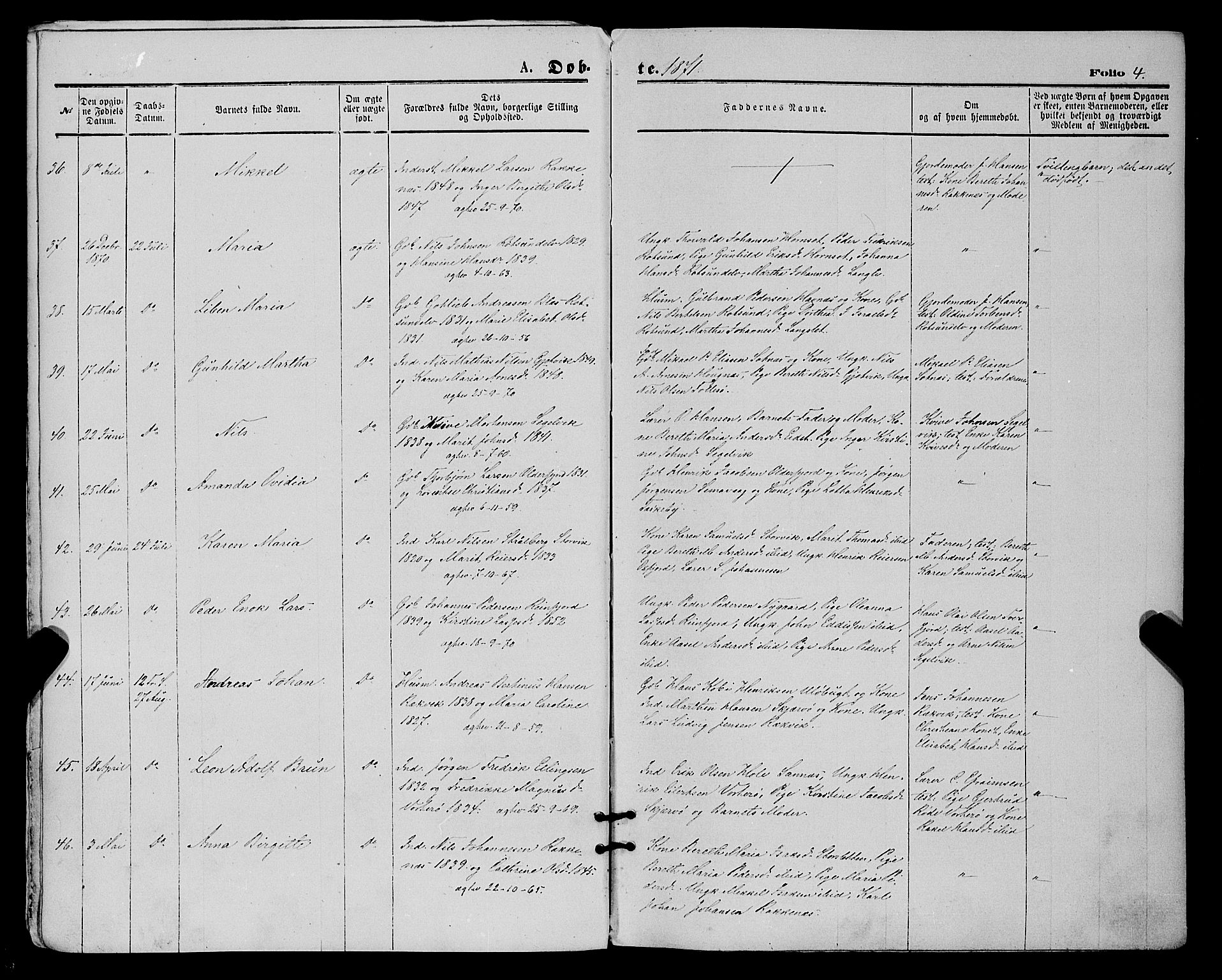 Skjervøy sokneprestkontor, AV/SATØ-S-1300/H/Ha/Haa/L0008kirke: Parish register (official) no. 8, 1871-1877, p. 4