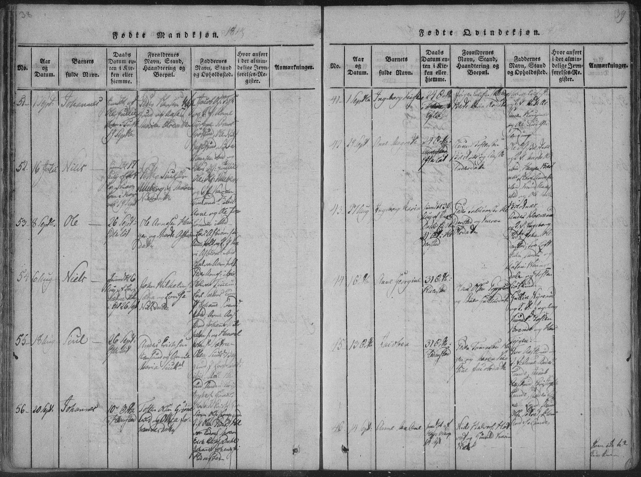 Sandsvær kirkebøker, AV/SAKO-A-244/F/Fa/L0004: Parish register (official) no. I 4, 1817-1839, p. 38-39