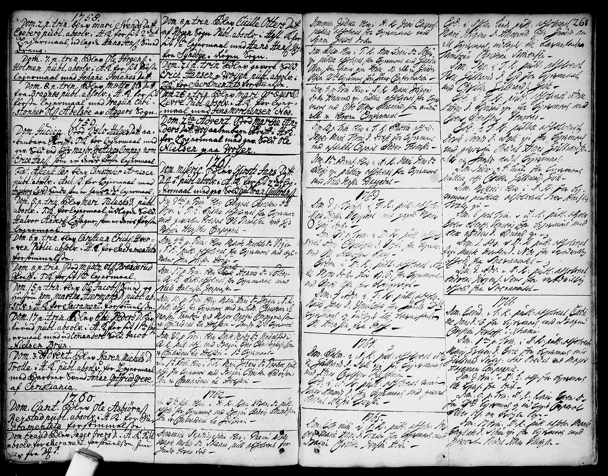 Asker prestekontor Kirkebøker, SAO/A-10256a/F/Fa/L0002: Parish register (official) no. I 2, 1733-1766, p. 268