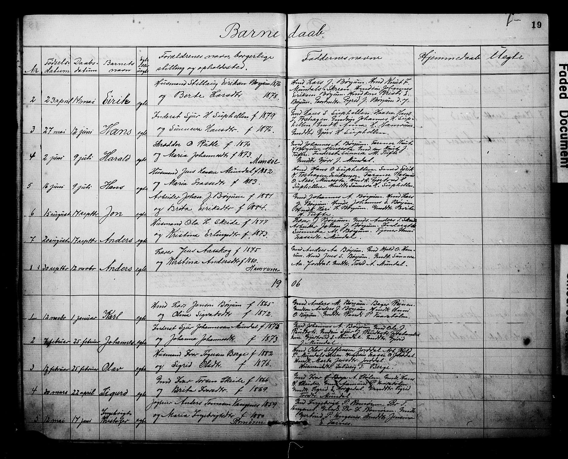 Balestrand sokneprestembete, SAB/A-79601: Parish register (copy) no. B 1A, 1880-1916, p. 19
