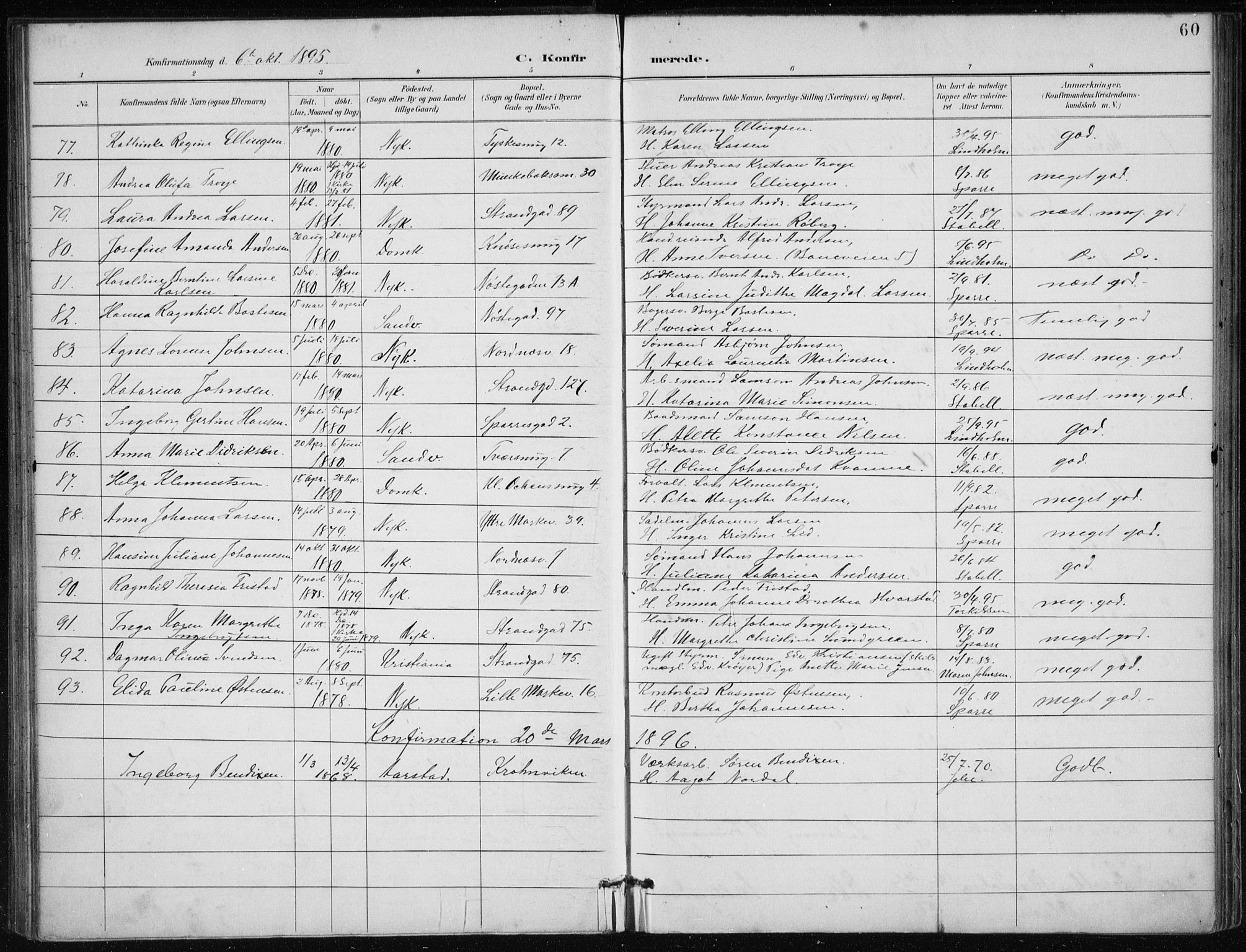 Nykirken Sokneprestembete, SAB/A-77101/H/Haa/L0028: Parish register (official) no. C 7, 1887-1913, p. 60