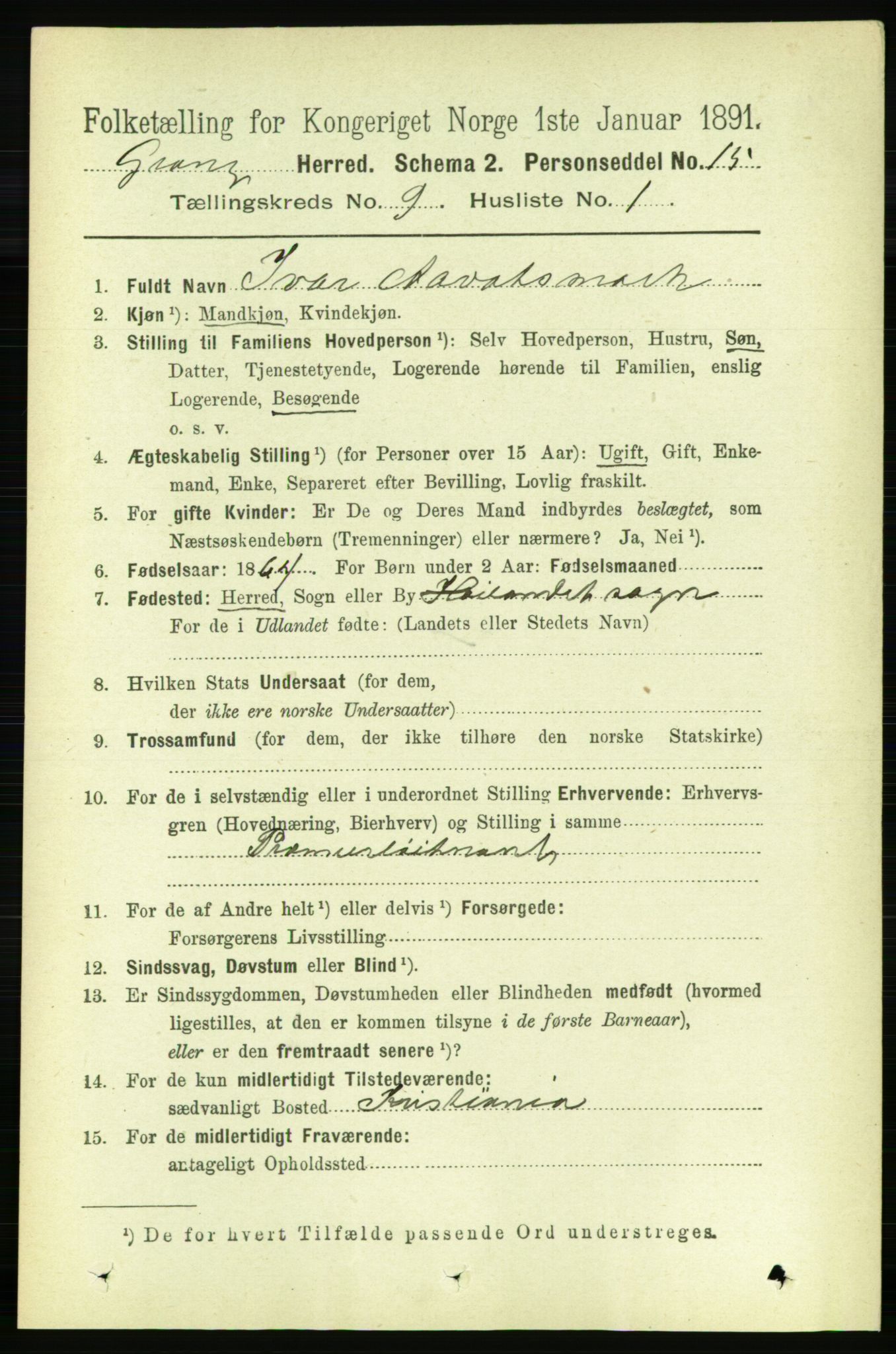 RA, 1891 census for 1742 Grong, 1891, p. 3152