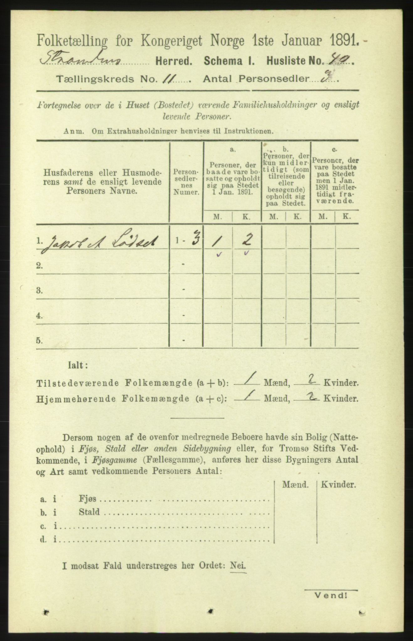 RA, 1891 census for 1525 Stranda, 1891, p. 2461