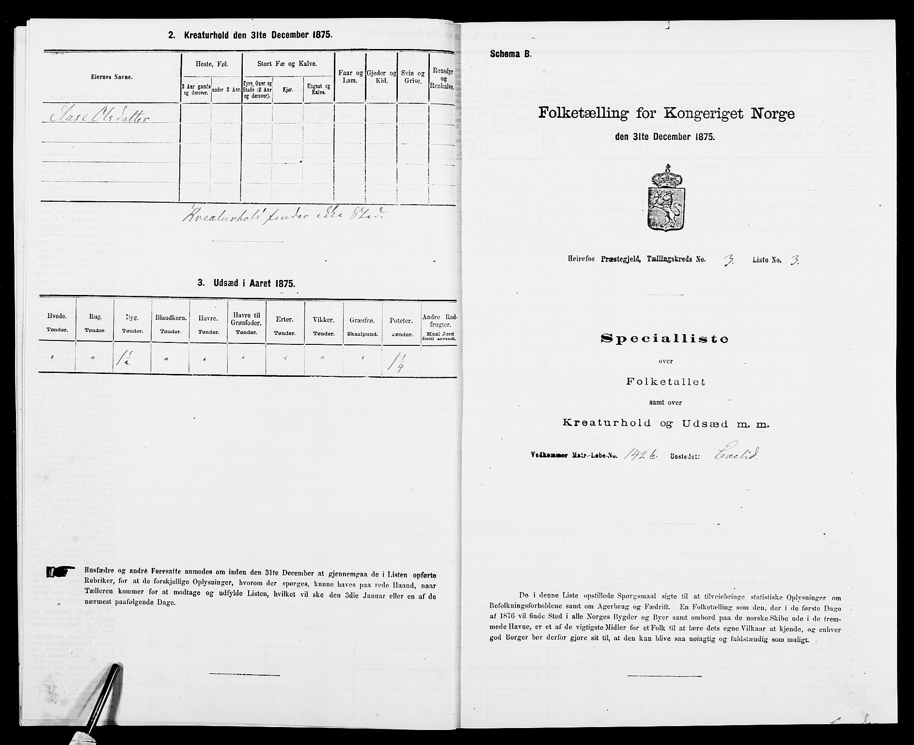 SAK, 1875 census for 0933P Herefoss, 1875, p. 220