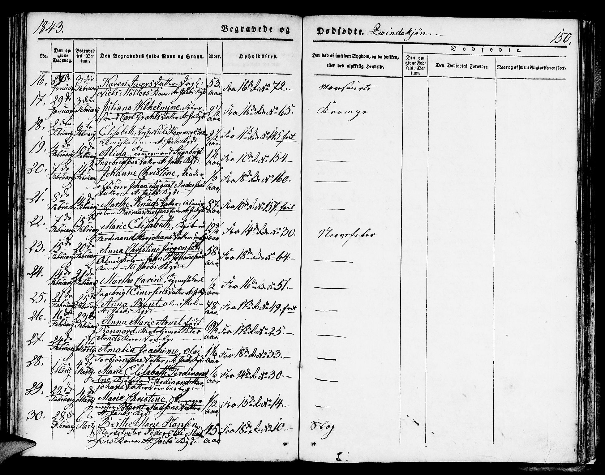 Domkirken sokneprestembete, AV/SAB-A-74801/H/Hab/L0037: Parish register (copy) no. E 1, 1836-1848, p. 150