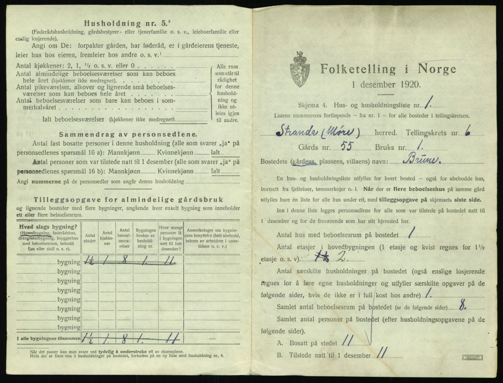 SAT, 1920 census for Stranda, 1920, p. 519