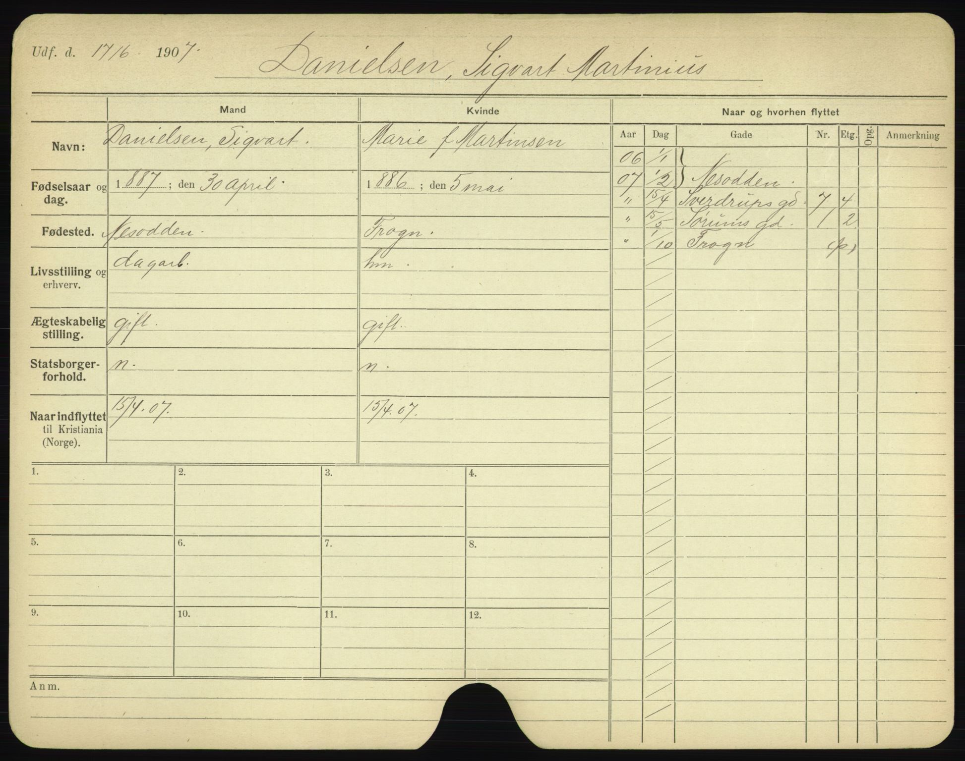 Oslo folkeregister, Registerkort, AV/SAO-A-11715/F/Fa/Fac/L0002: Menn, 1906-1914, p. 603a