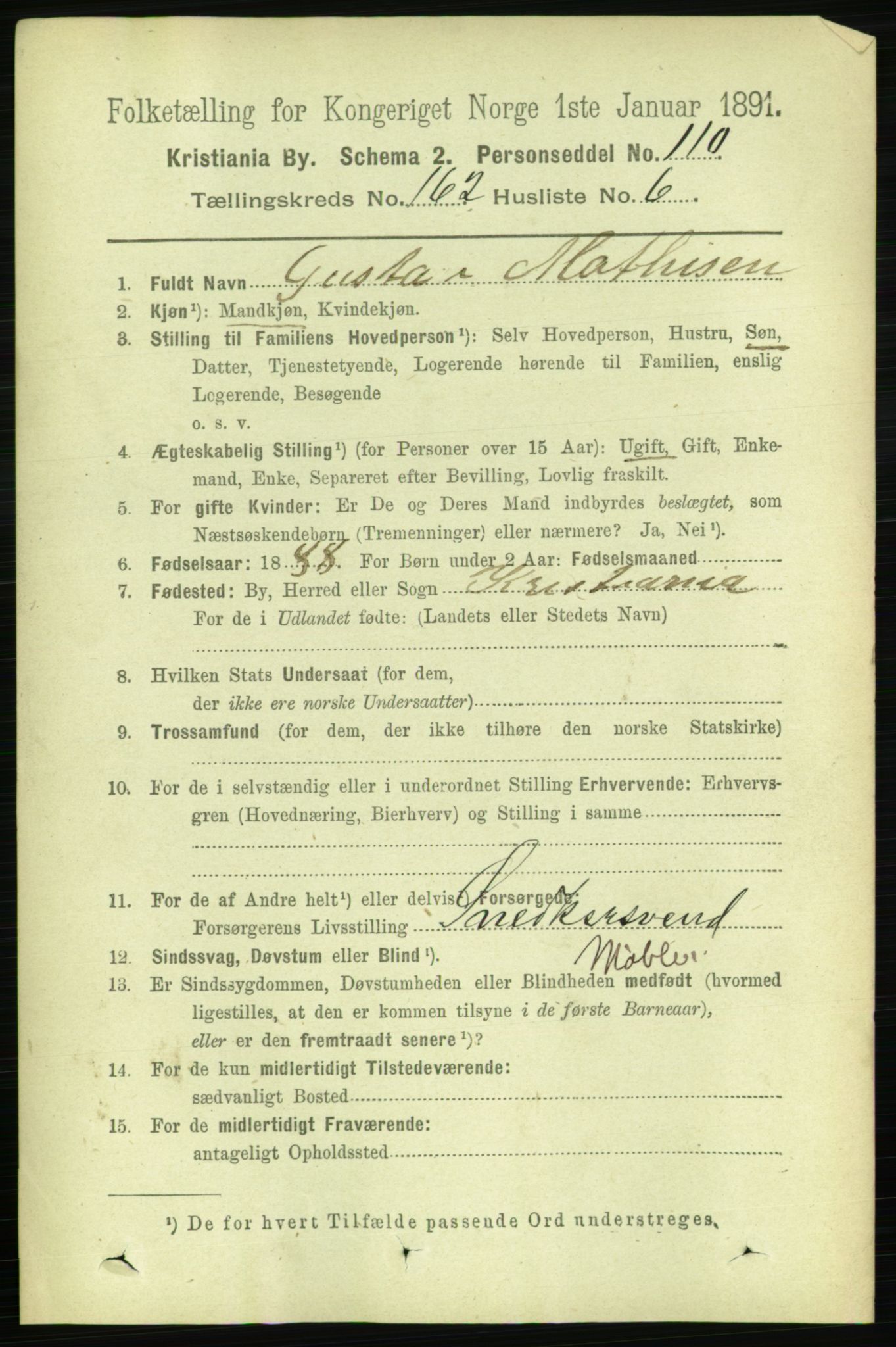 RA, 1891 census for 0301 Kristiania, 1891, p. 93124