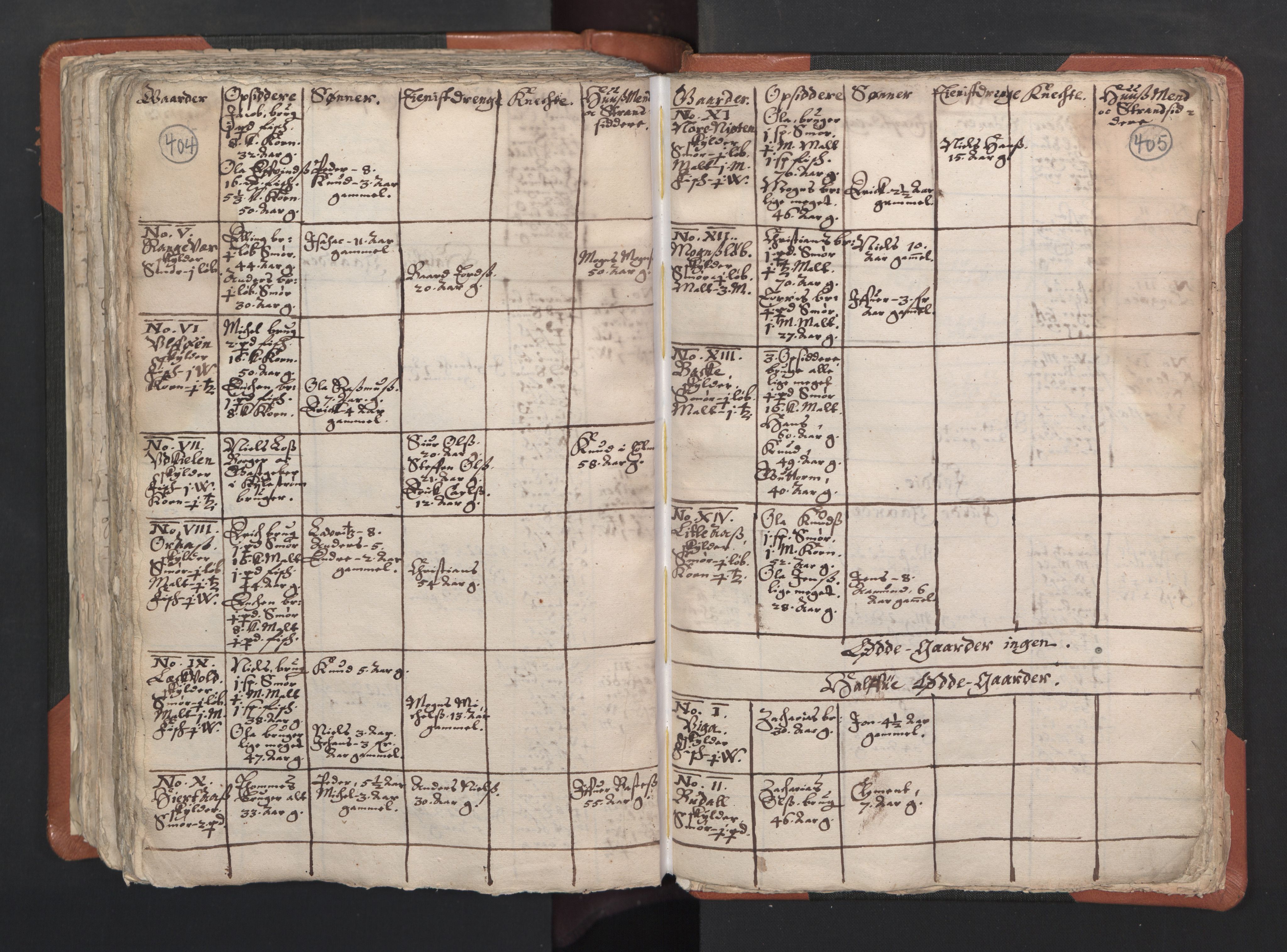 RA, Vicar's Census 1664-1666, no. 22: Nordhordland deanery, 1664-1666, p. 404-405