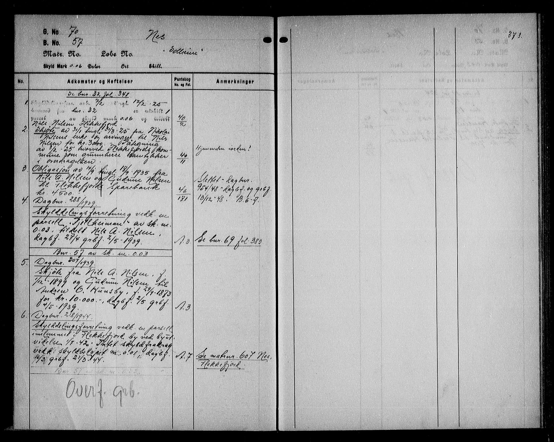 Flekkefjord sorenskriveri, SAK/1221-0001/G/Ga/L0026: Mortgage register no. 26, 1810-1950, p. 373