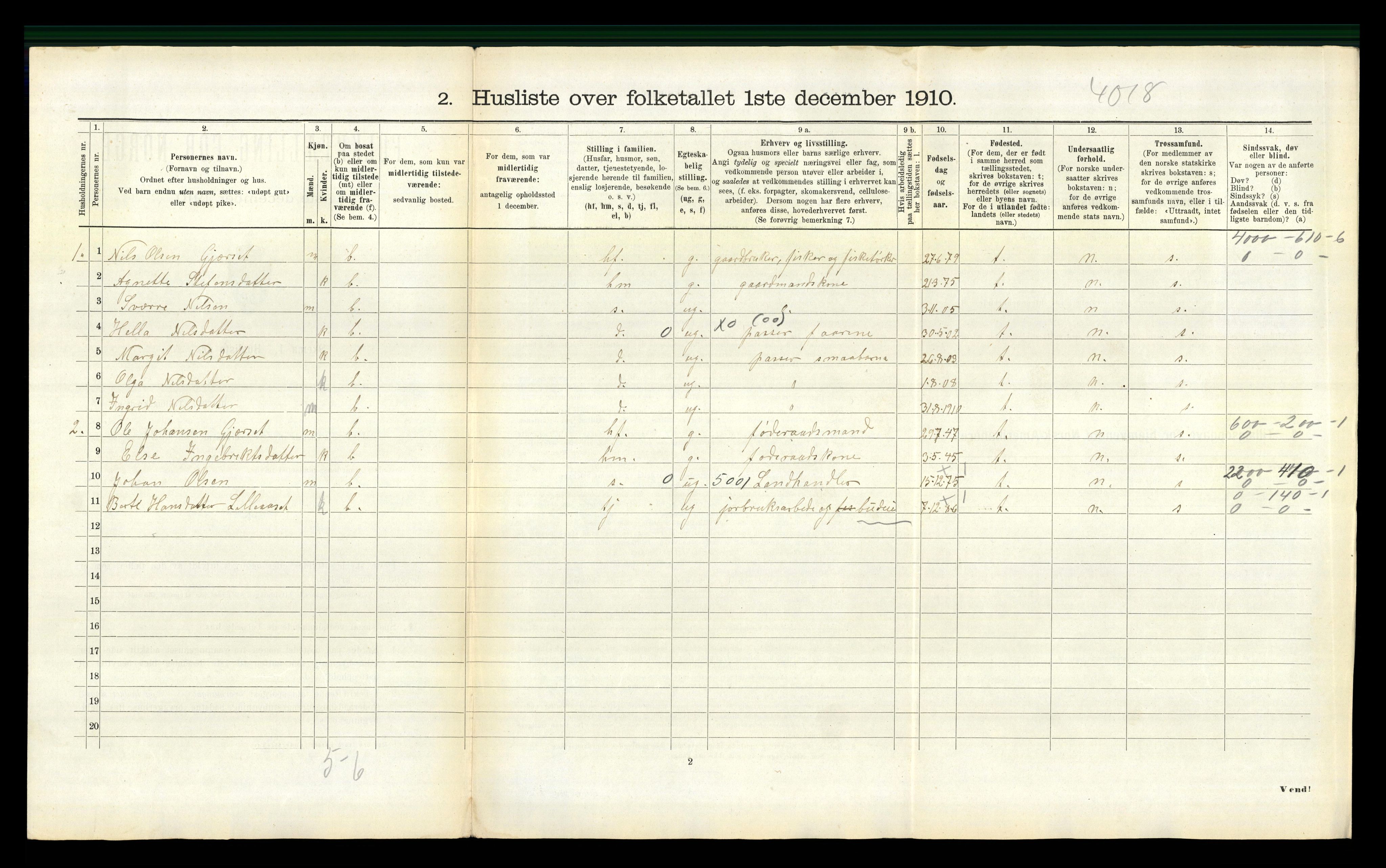 RA, 1910 census for Borgund, 1910, p. 1814