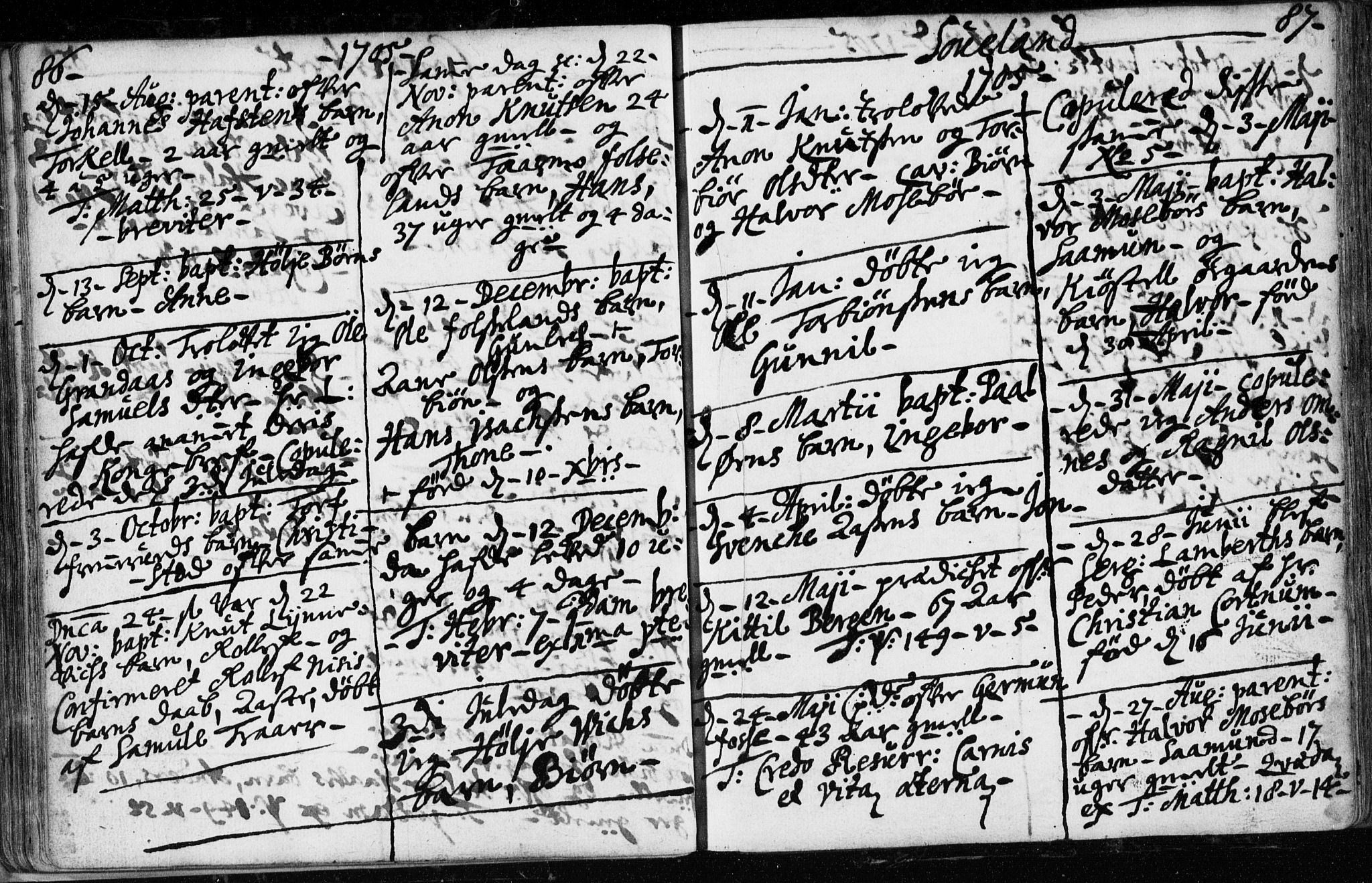 Hjartdal kirkebøker, AV/SAKO-A-270/F/Fa/L0001: Parish register (official) no. I 1, 1685-1714, p. 86-87