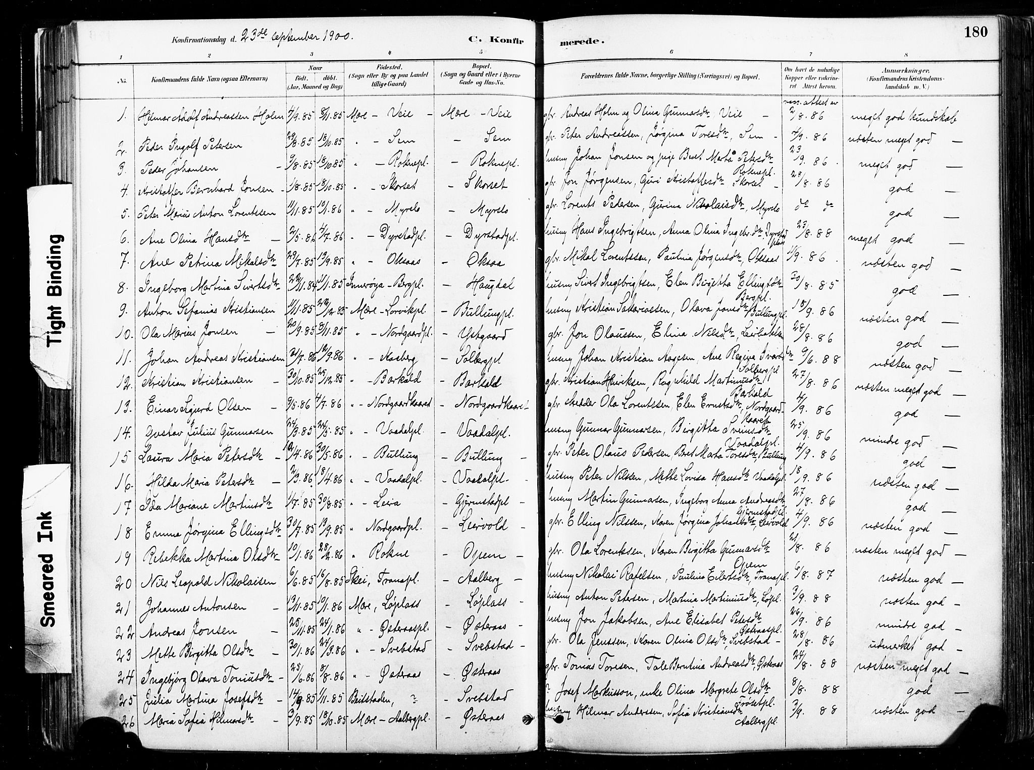 Ministerialprotokoller, klokkerbøker og fødselsregistre - Nord-Trøndelag, SAT/A-1458/735/L0351: Parish register (official) no. 735A10, 1884-1908, p. 180
