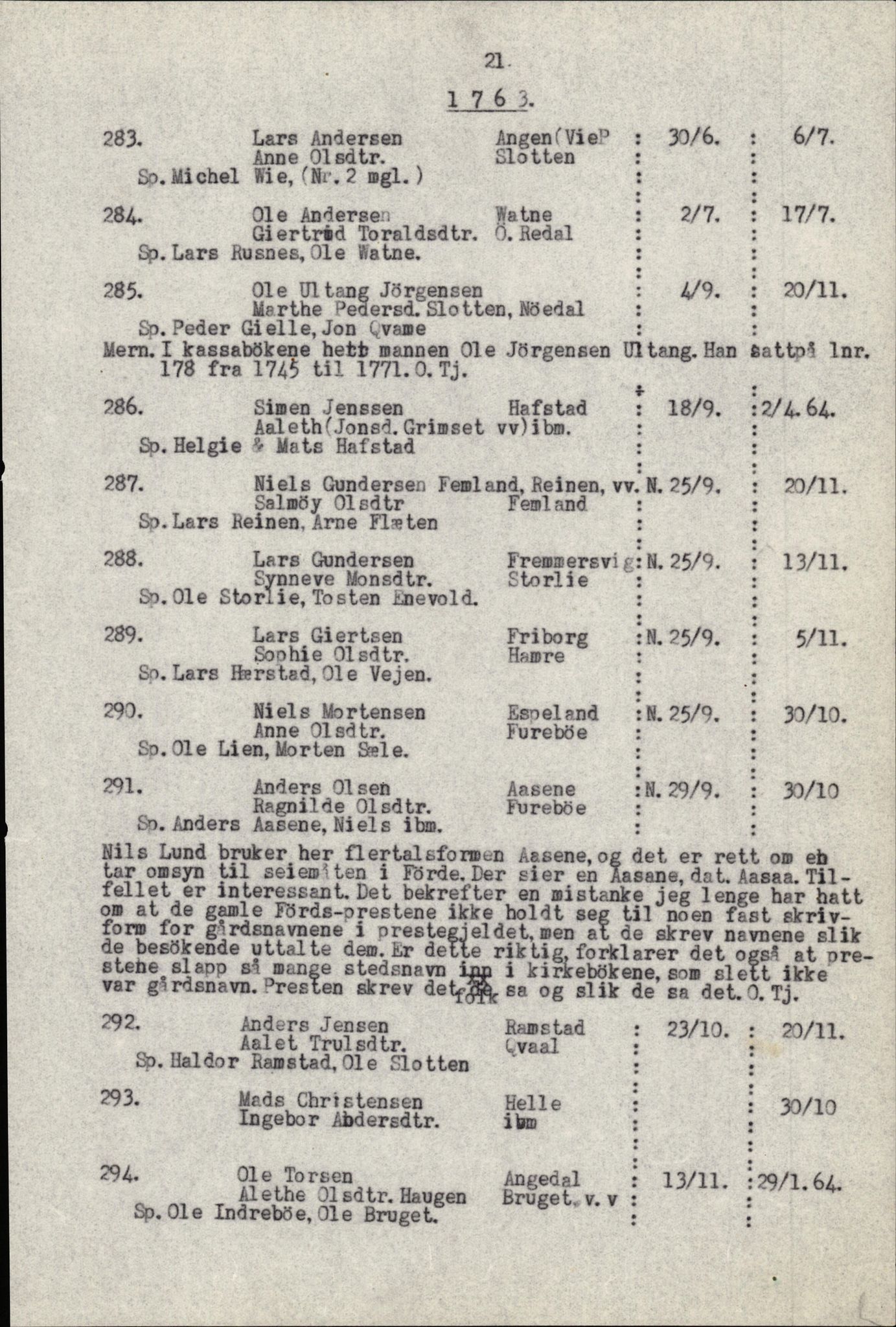 Samling av fulltekstavskrifter, SAB/FULLTEKST/B/14/0007: Førde sokneprestembete, ministerialbok nr. A 3, 1749-1764, p. 22