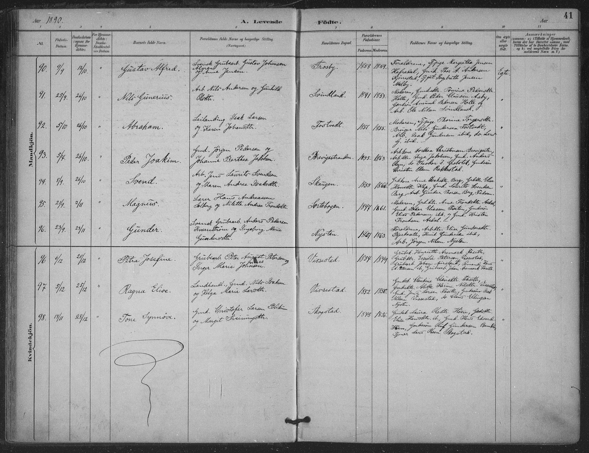 Bamble kirkebøker, AV/SAKO-A-253/F/Fa/L0008: Parish register (official) no. I 8, 1888-1900, p. 41