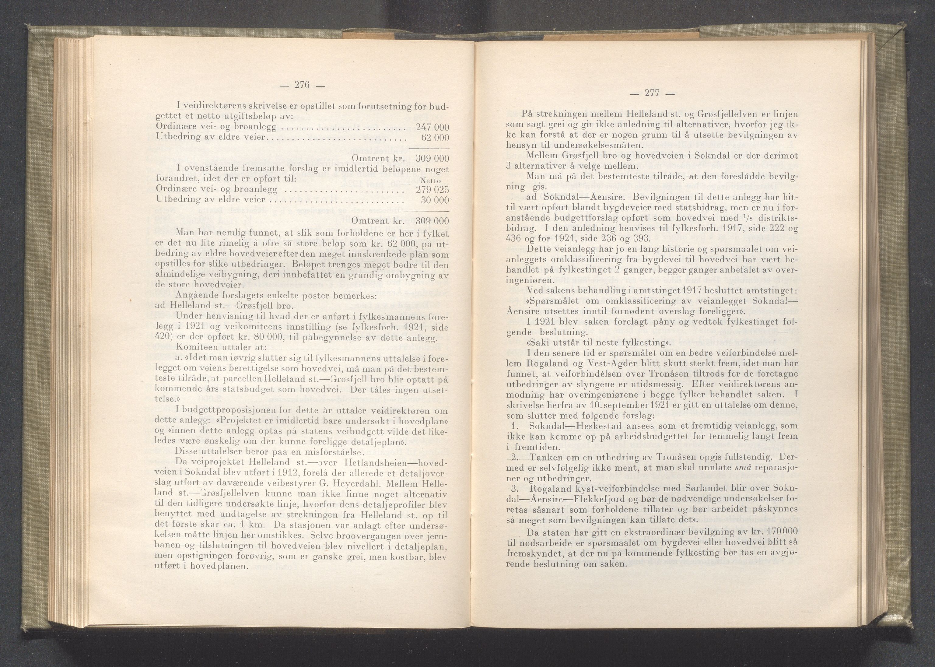 Rogaland fylkeskommune - Fylkesrådmannen , IKAR/A-900/A/Aa/Aaa/L0041: Møtebok , 1922, p. 276-277
