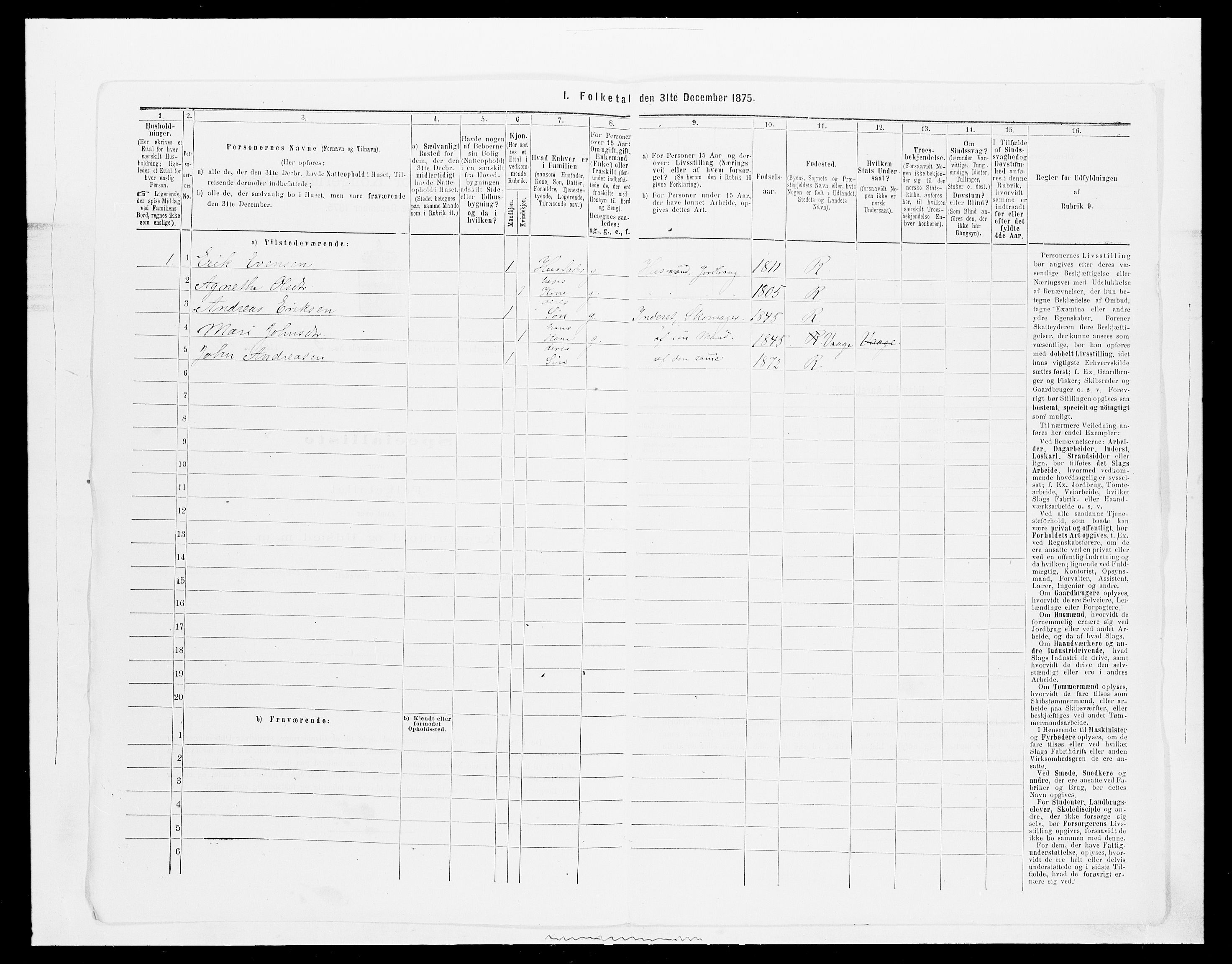 SAH, 1875 census for 0412P Ringsaker, 1875, p. 1205