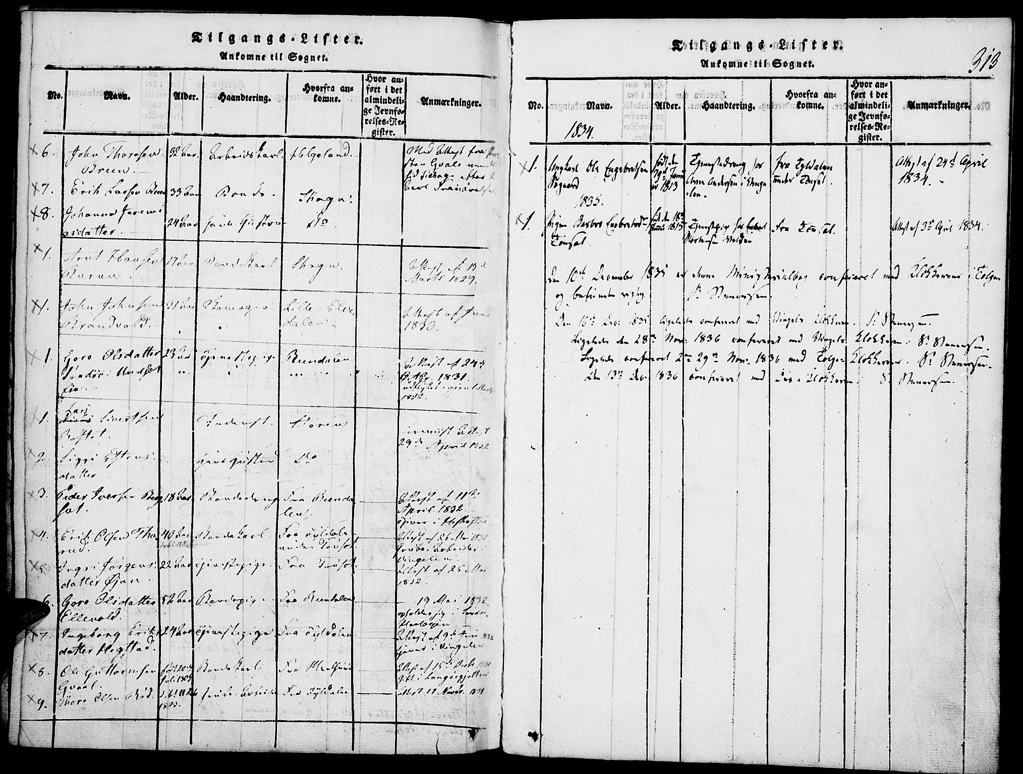 Tolga prestekontor, SAH/PREST-062/K/L0004: Parish register (official) no. 4, 1815-1836, p. 313