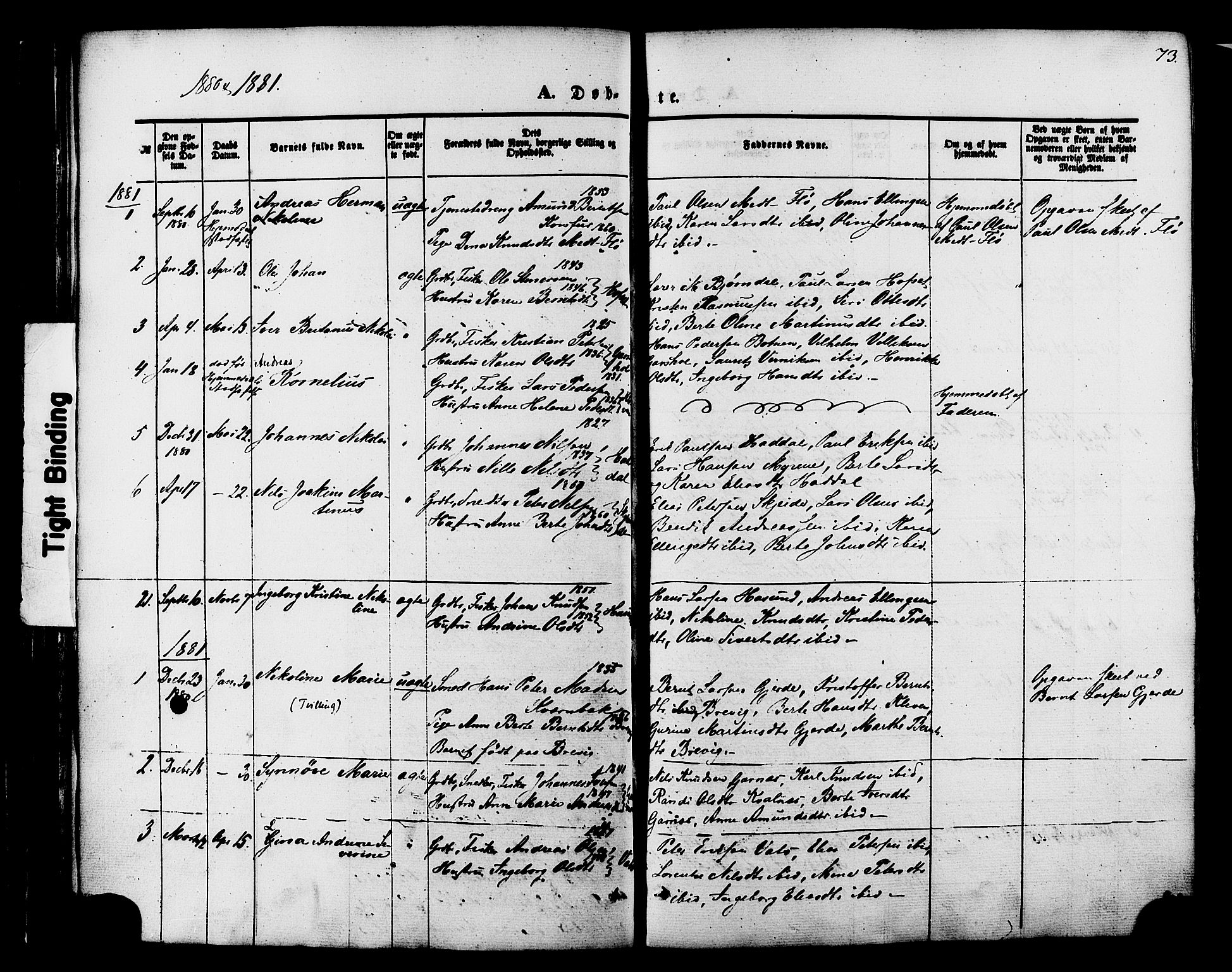 Ministerialprotokoller, klokkerbøker og fødselsregistre - Møre og Romsdal, SAT/A-1454/509/L0105: Parish register (official) no. 509A03, 1848-1882, p. 73