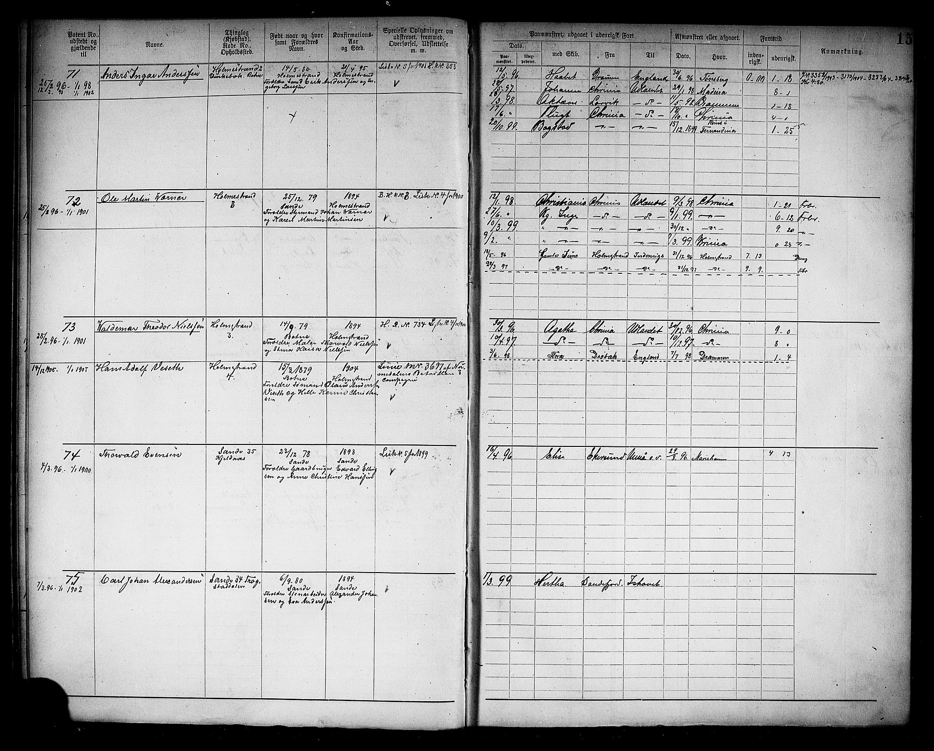 Holmestrand innrulleringskontor, AV/SAKO-A-1151/F/Fb/L0002: Annotasjonsrulle, 1894-1911, p. 18