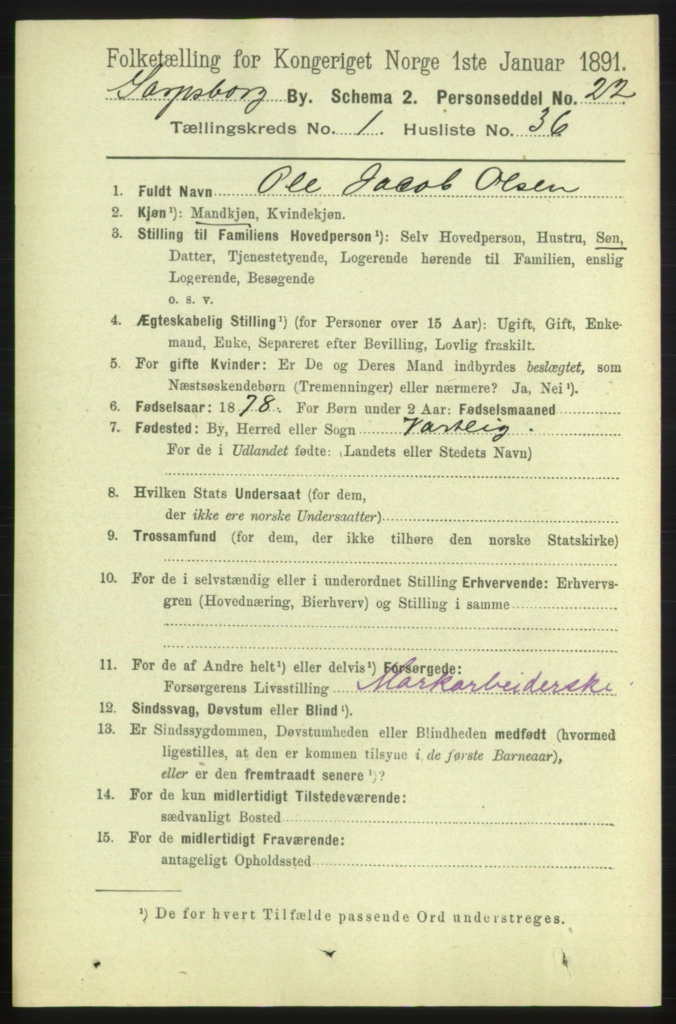 RA, 1891 census for 0102 Sarpsborg, 1891, p. 545