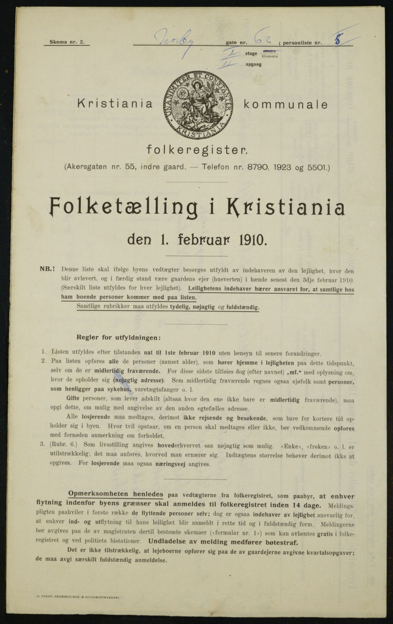 OBA, Municipal Census 1910 for Kristiania, 1910, p. 69681