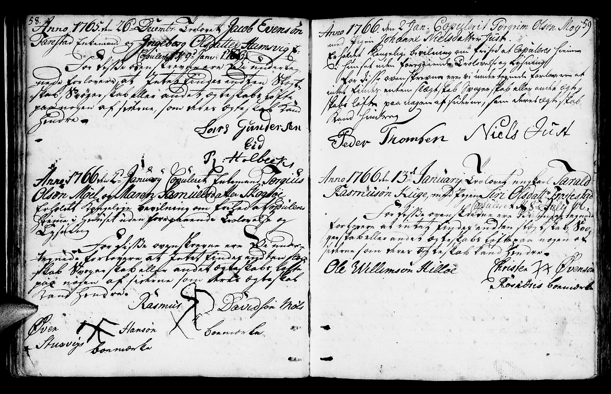 Mandal sokneprestkontor, AV/SAK-1111-0030/F/Fa/Faa/L0006: Parish register (official) no. A 6, 1755-1783, p. 58-59