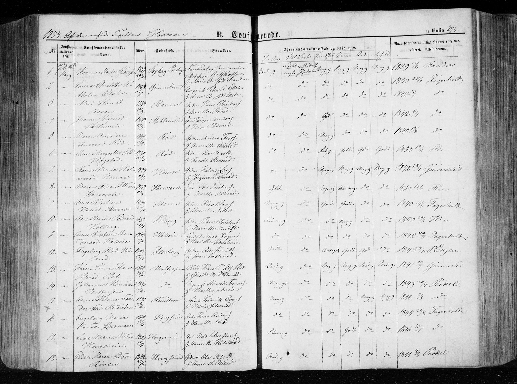 Eiker kirkebøker, AV/SAKO-A-4/F/Fa/L0014: Parish register (official) no. I 14, 1846-1854, p. 274