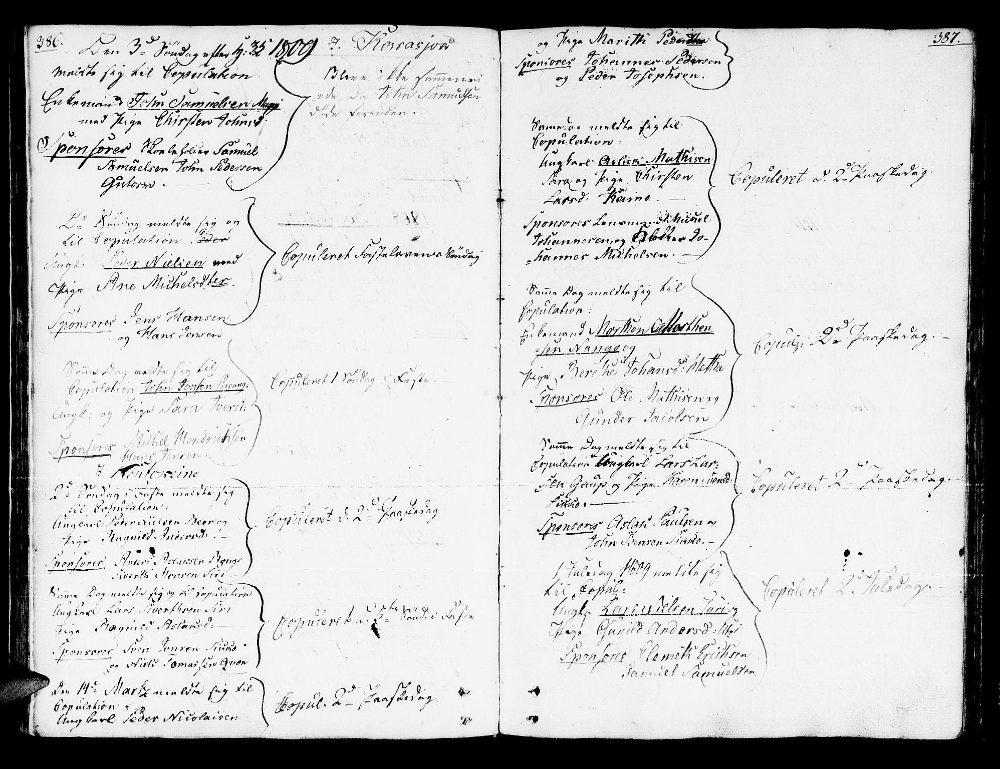 Kistrand/Porsanger sokneprestembete, AV/SATØ-S-1351/H/Ha/L0009.kirke: Parish register (official) no. 9, 1805-1821, p. 386-387