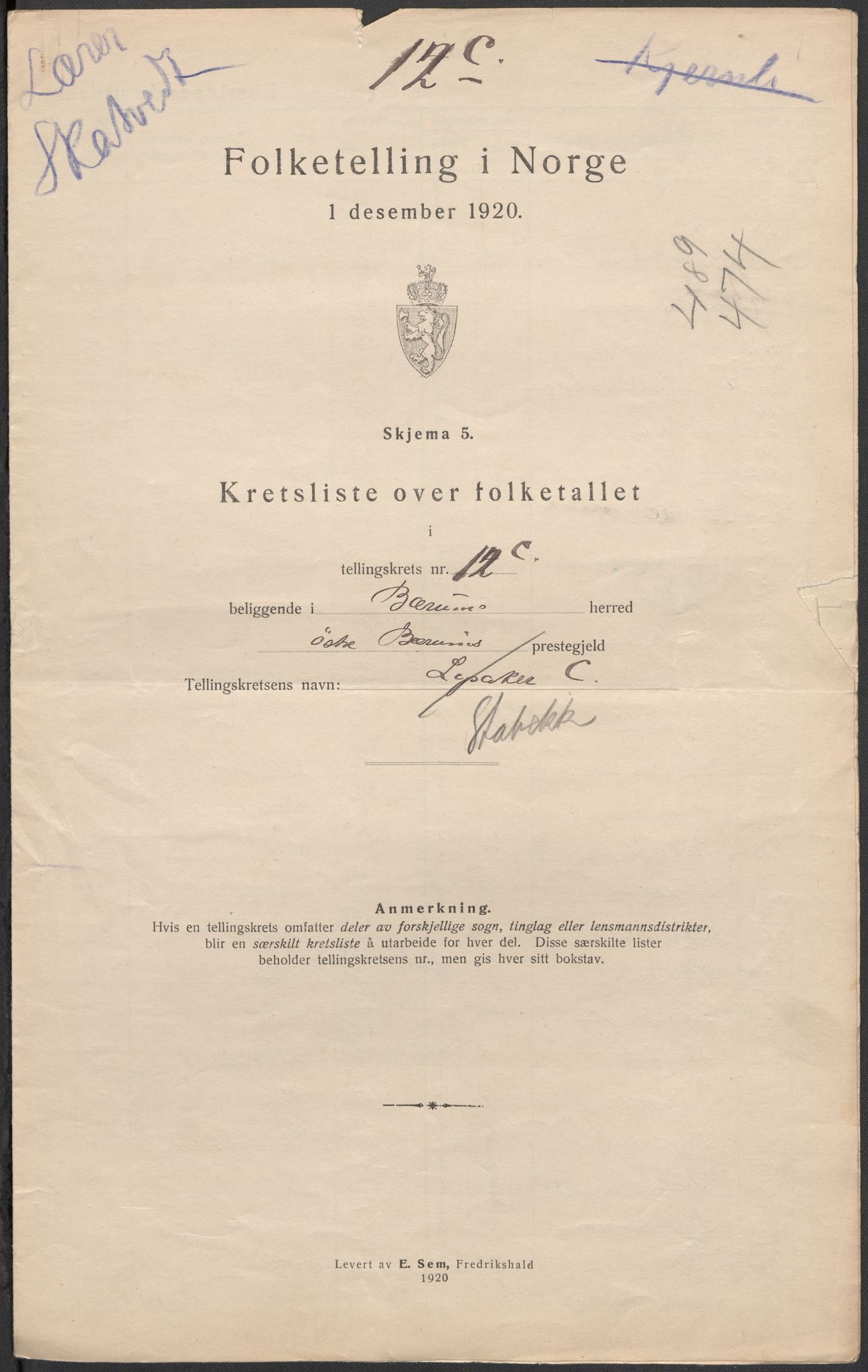 SAO, 1920 census for Bærum, 1920, p. 59