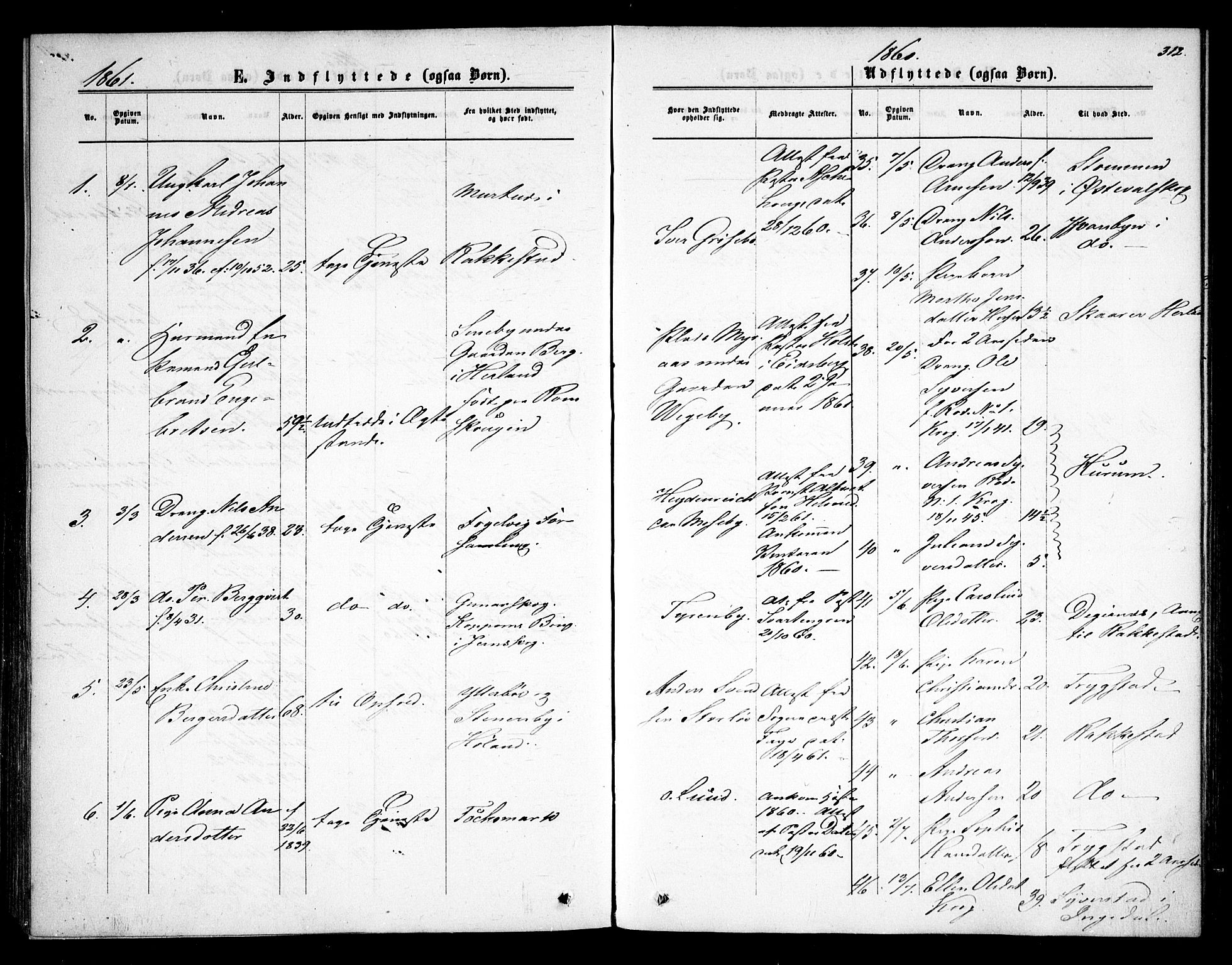 Rødenes prestekontor Kirkebøker, SAO/A-2005/F/Fa/L0007: Parish register (official) no. I 7, 1860-1869, p. 312