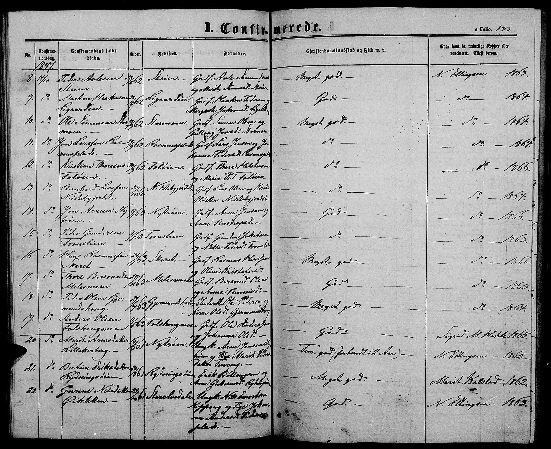 Alvdal prestekontor, SAH/PREST-060/H/Ha/Hab/L0002: Parish register (copy) no. 2, 1863-1878, p. 133
