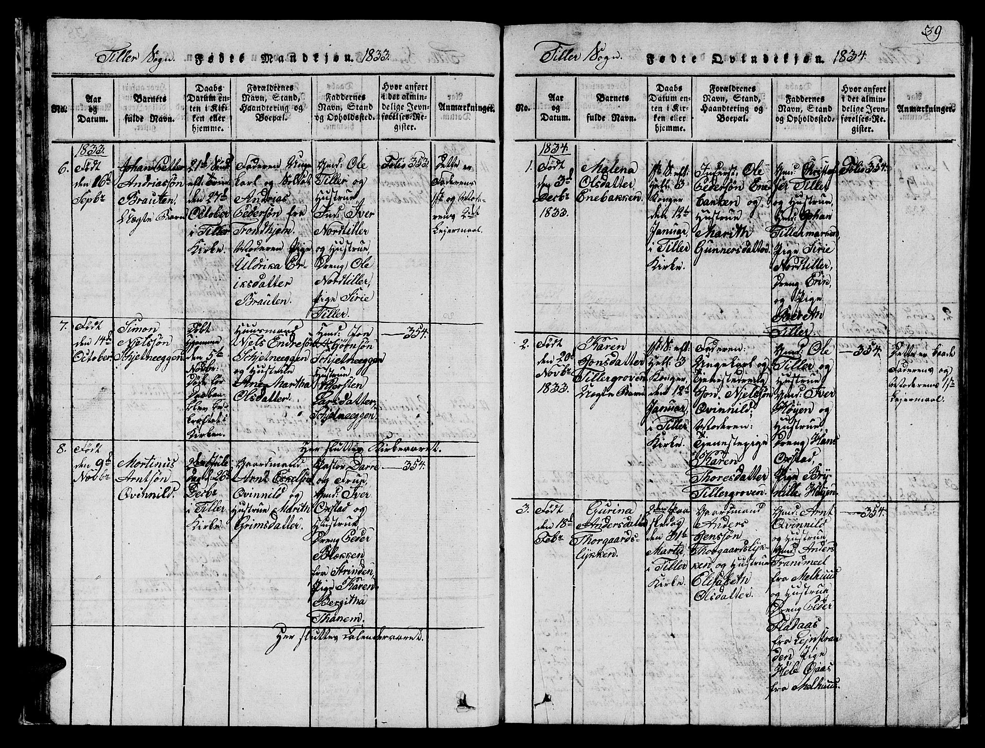 Ministerialprotokoller, klokkerbøker og fødselsregistre - Sør-Trøndelag, SAT/A-1456/621/L0458: Parish register (copy) no. 621C01, 1816-1865, p. 39