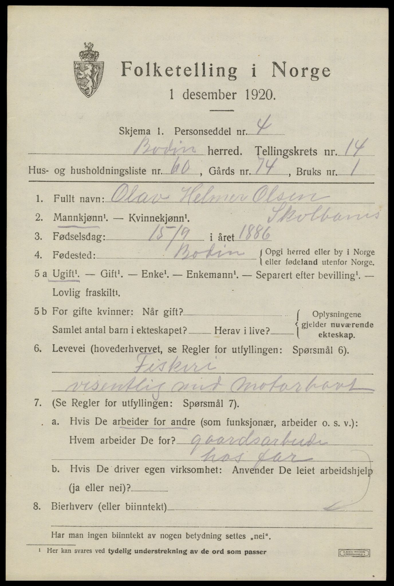 SAT, 1920 census for Bodin, 1920, p. 10840