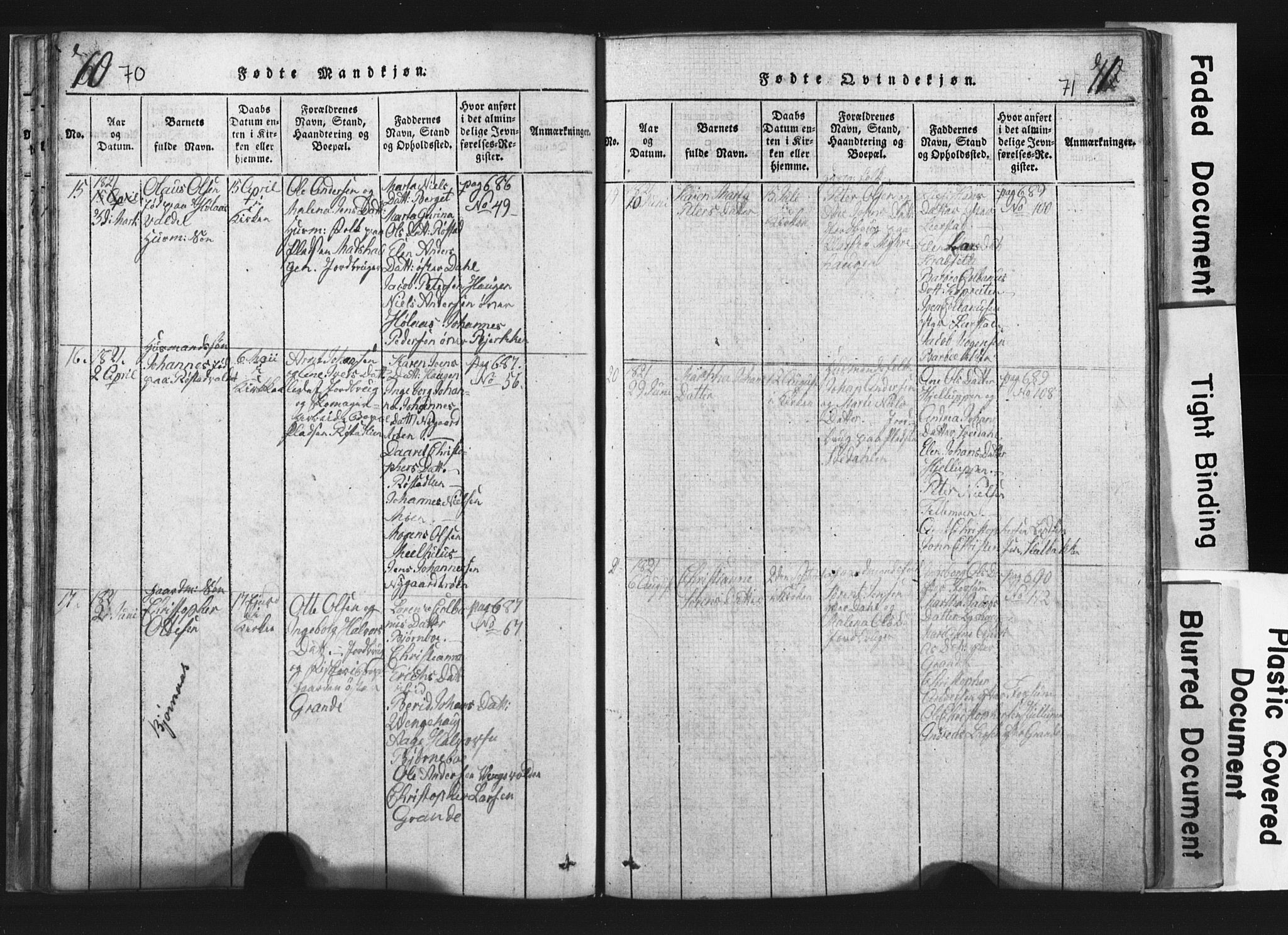 Ministerialprotokoller, klokkerbøker og fødselsregistre - Nord-Trøndelag, AV/SAT-A-1458/701/L0017: Parish register (copy) no. 701C01, 1817-1825, p. 70-71