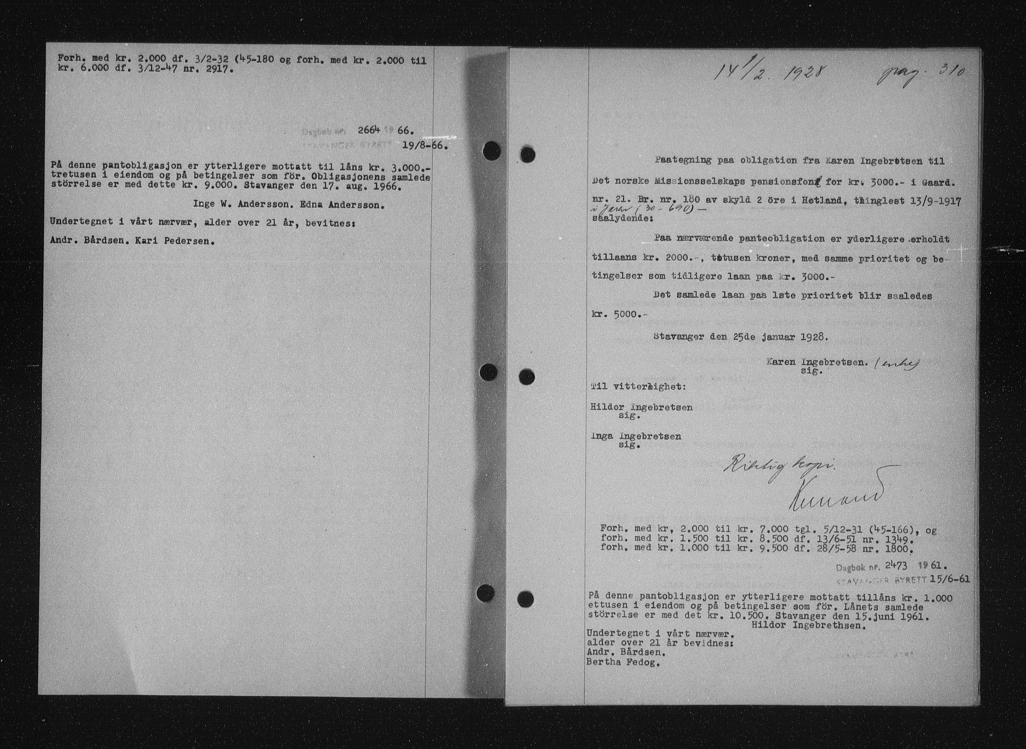 Stavanger byfogd, AV/SAST-A-101408/001/4/41/410/410BB/L0053: Mortgage book no. 41, 1927-1928, Deed date: 01.02.1928