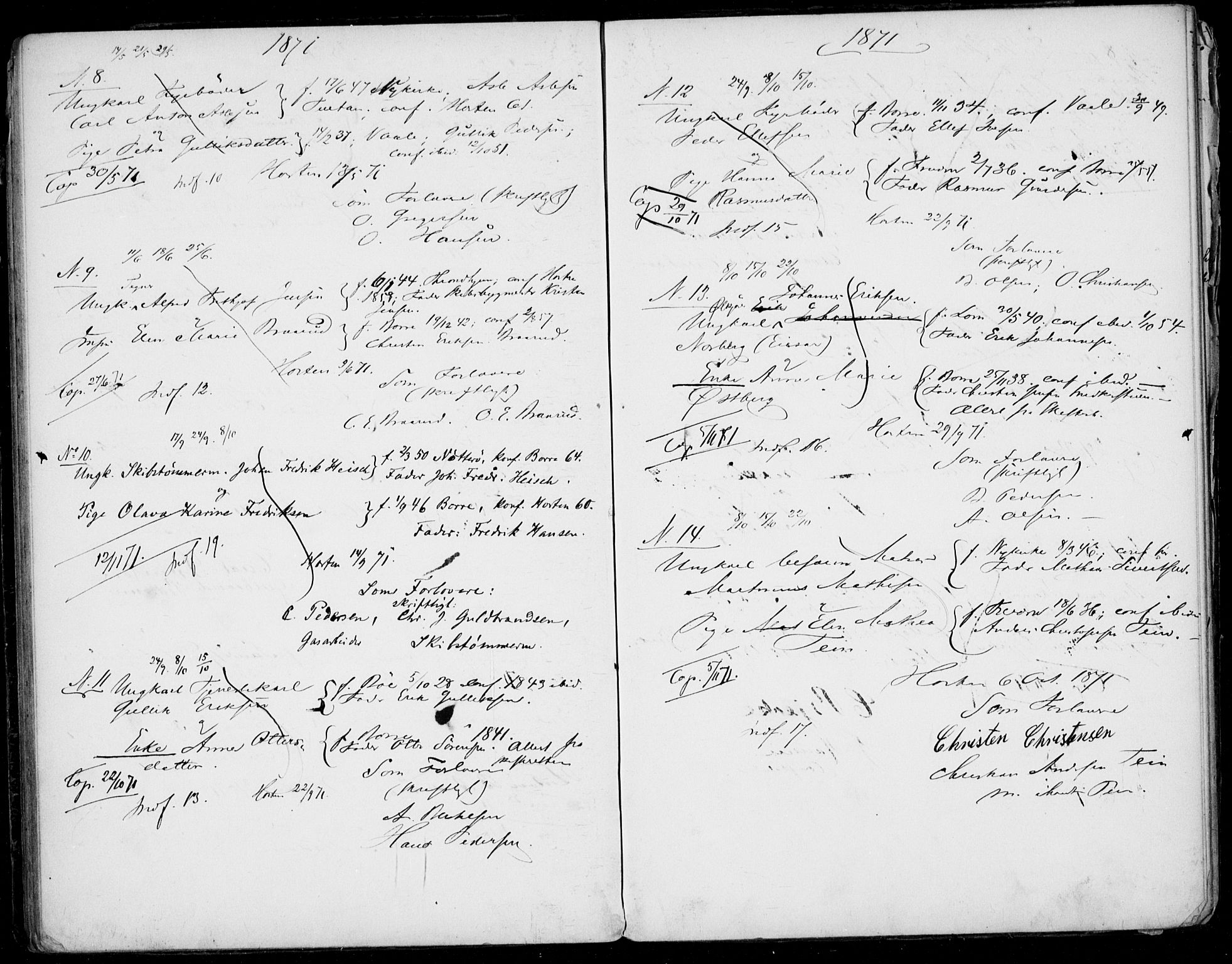 Horten kirkebøker, AV/SAKO-A-348/H/Ha/L0001: Banns register no. 1, 1855-1881