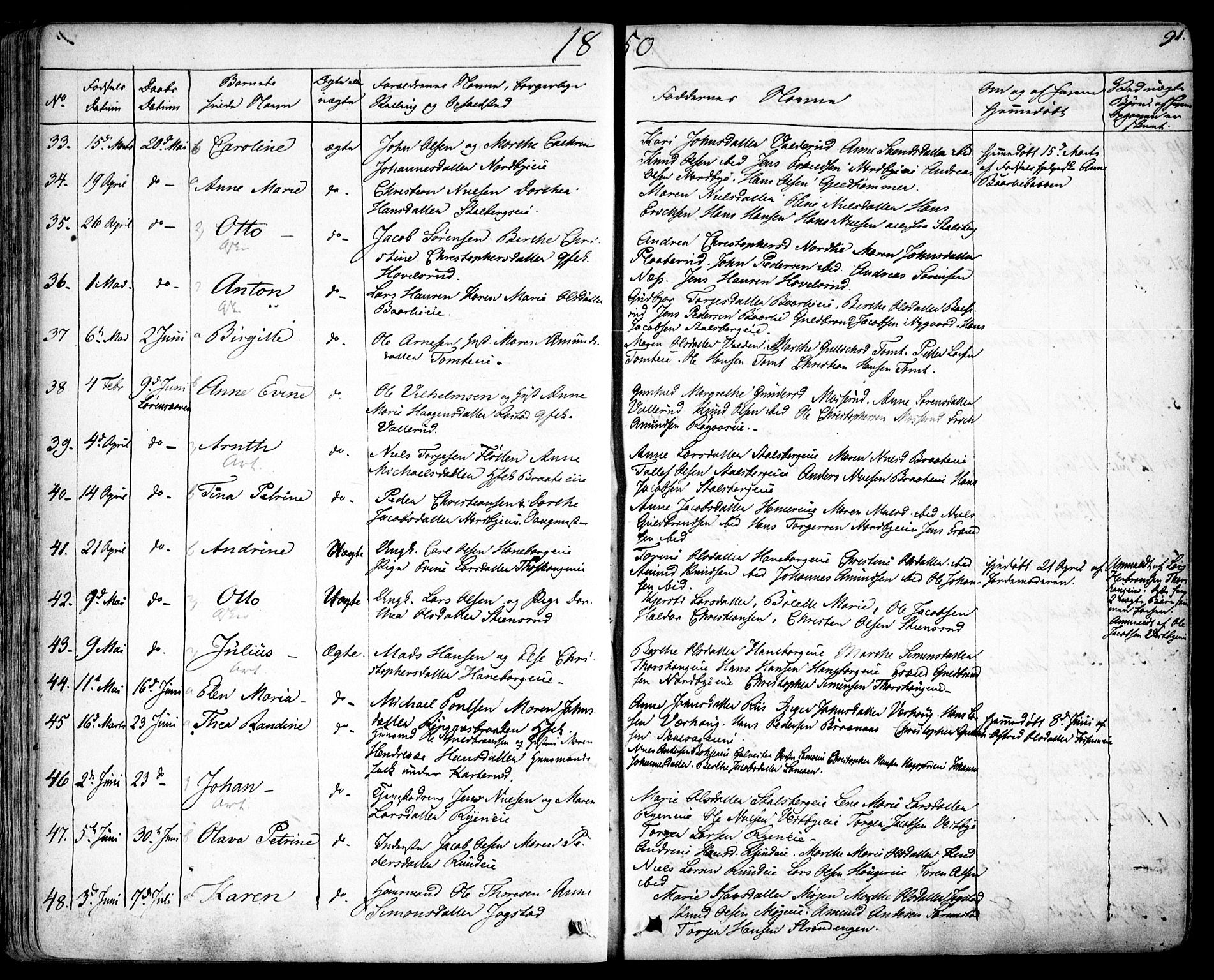 Skedsmo prestekontor Kirkebøker, SAO/A-10033a/F/Fa/L0009: Parish register (official) no. I 9, 1830-1853, p. 91